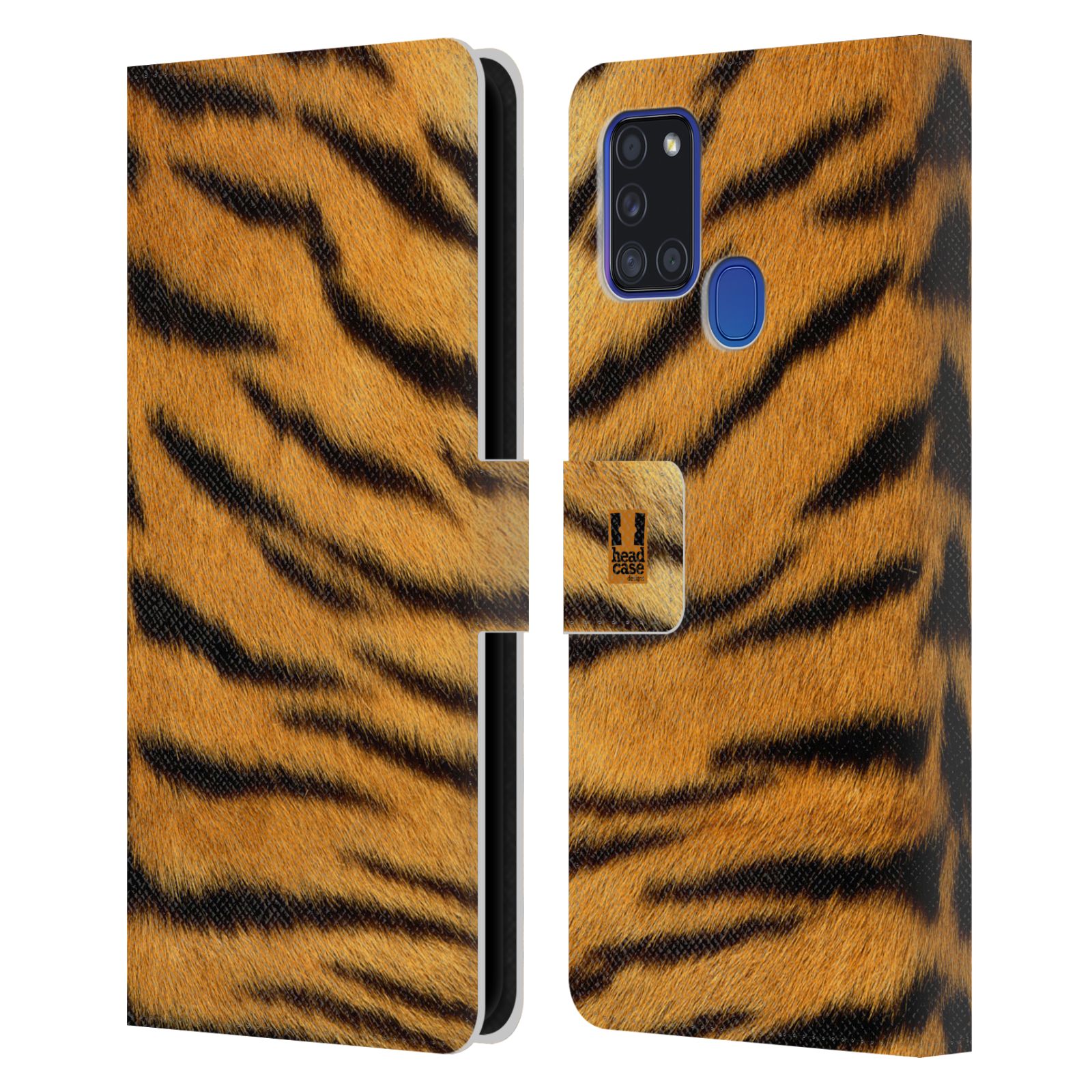 HEAD CASE Flipové pouzdro pro mobil Samsung Galaxy A21s zvíře srst divoká kolekce tygr