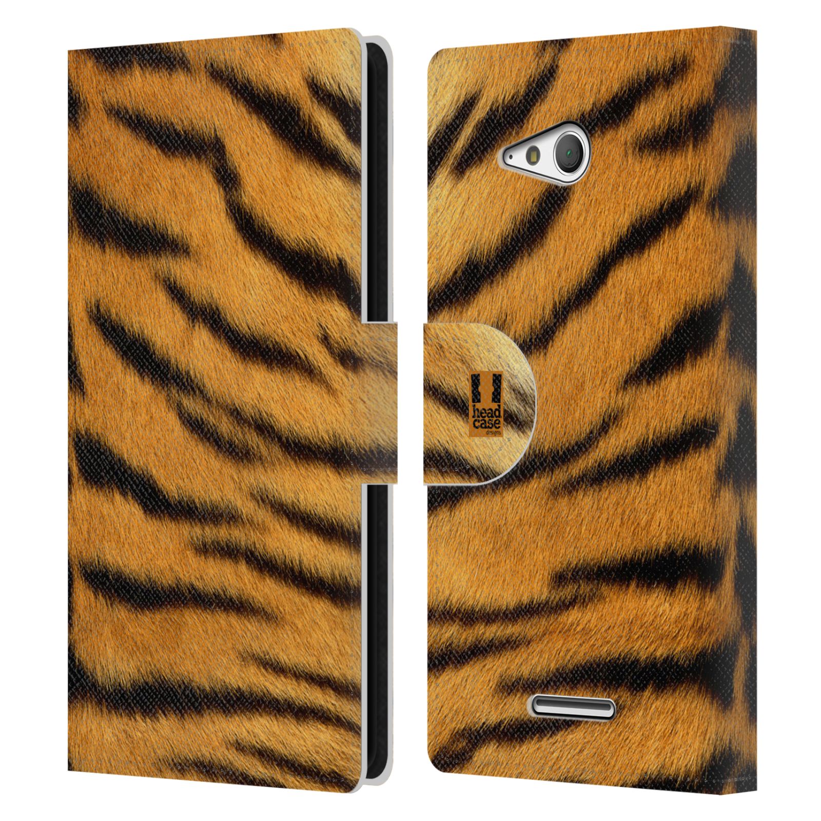 HEAD CASE Flipové pouzdro pro mobil SONY XPERIA E4g zvíře srst divoká kolekce tygr