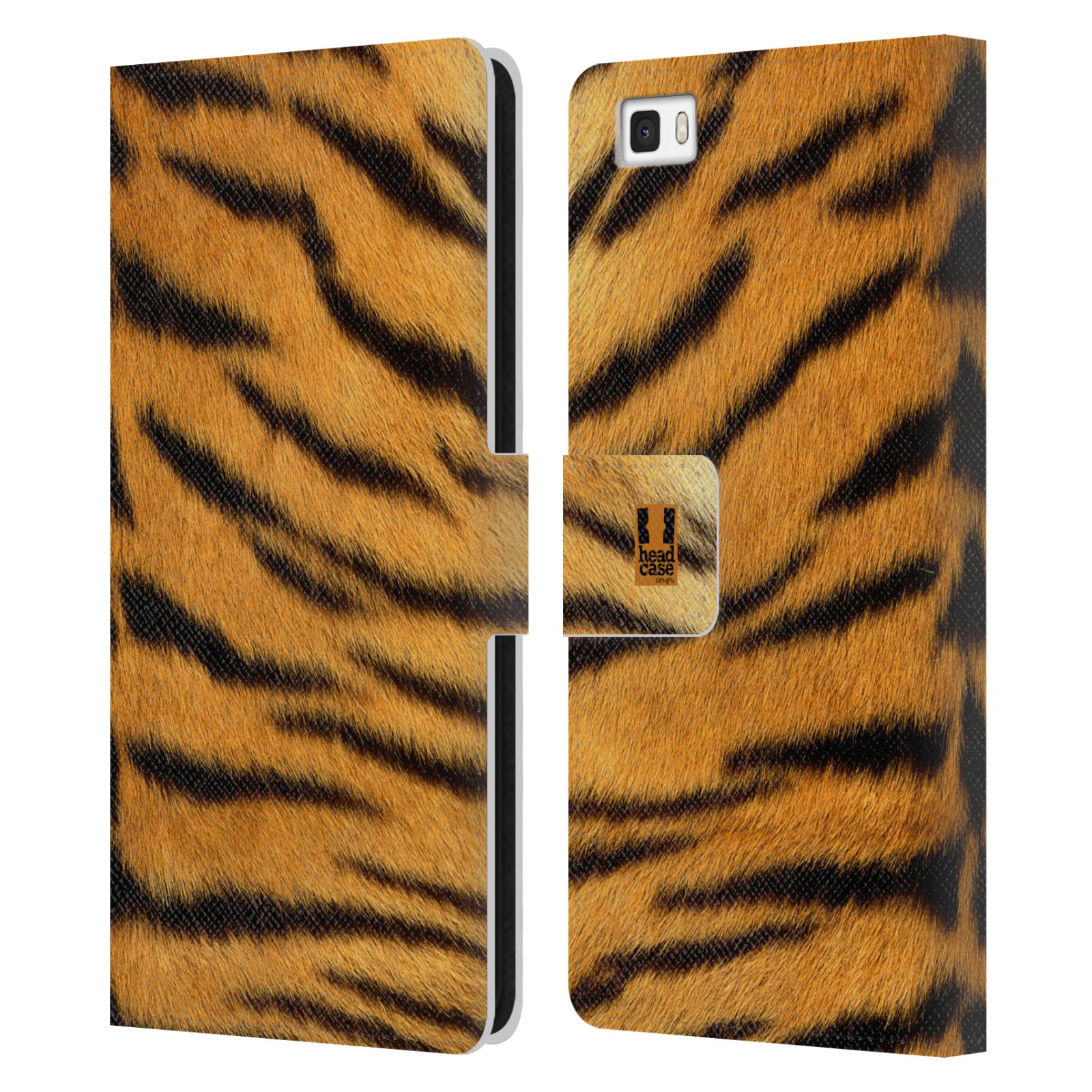 HEAD CASE Flipové pouzdro pro mobil Huawei P8 LITE zvíře srst divoká kolekce tygr