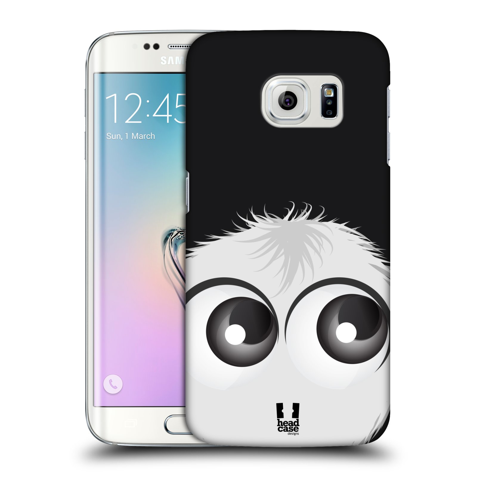 HEAD CASE plastový obal na mobil SAMSUNG Galaxy S6 EDGE (G9250, G925, G925F) vzor Barevný chlupatý smajlík BÍLÁ černé pozadí