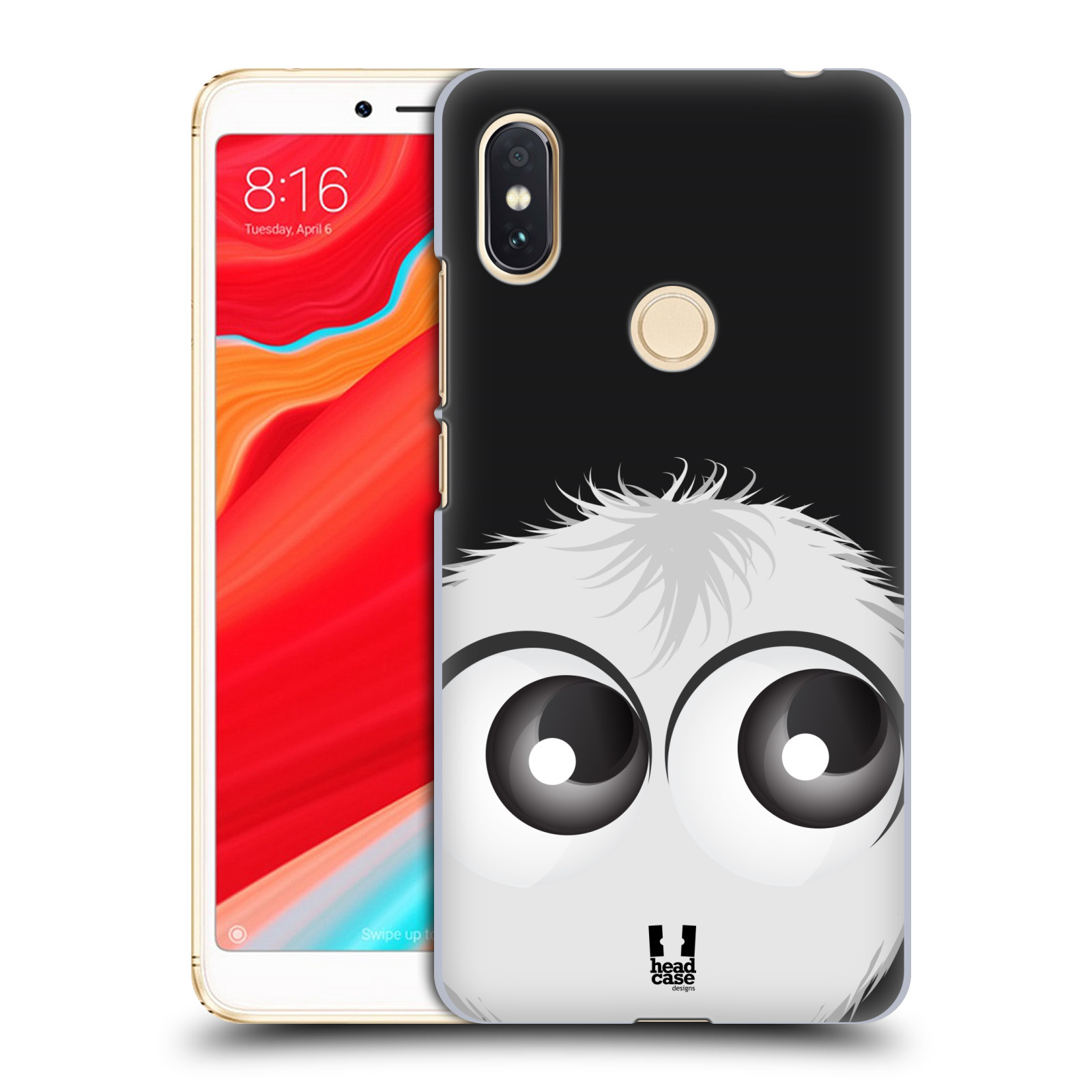 HEAD CASE plastový obal na mobil Xiaomi Redmi S2 vzor Barevný chlupatý smajlík BÍLÁ černé pozadí