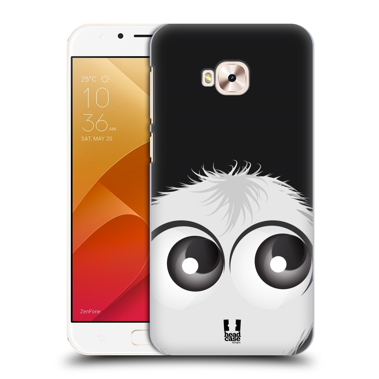 HEAD CASE plastový obal na mobil Asus Zenfone 4 Selfie Pro ZD552KL vzor Barevný chlupatý smajlík BÍLÁ černé pozadí