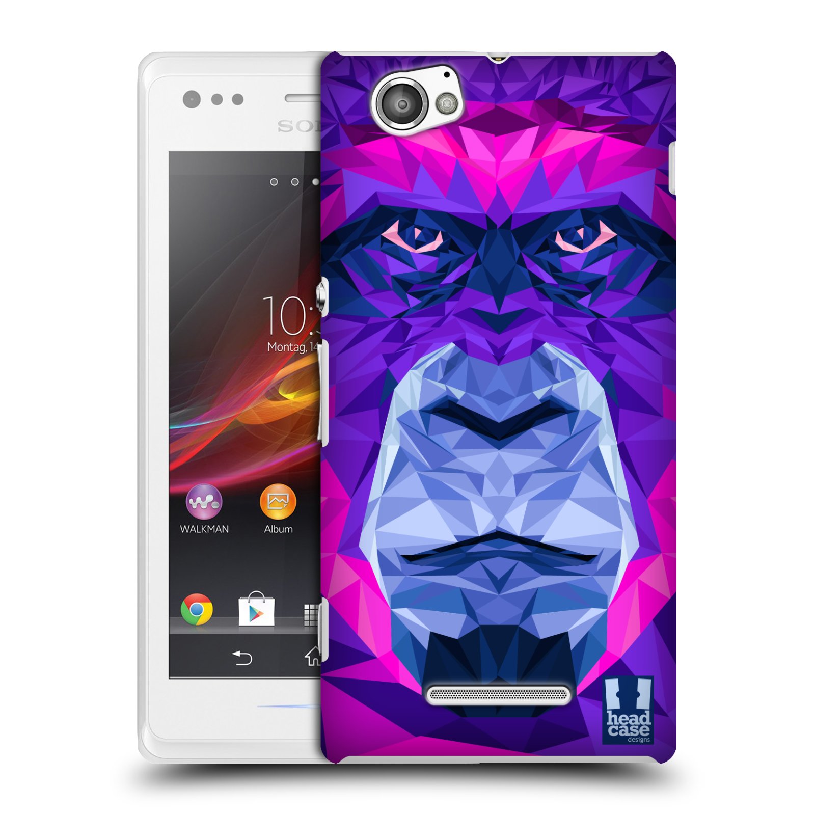 HEAD CASE plastový obal na mobil Sony Xperia M vzor Geometrická zvířata 2 Orangutan