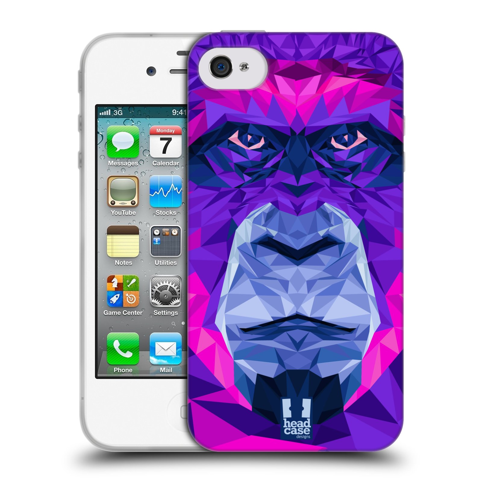 HEAD CASE silikonový obal na mobil Apple Iphone 4/4S vzor Geometrická zvířata 2 Orangutan