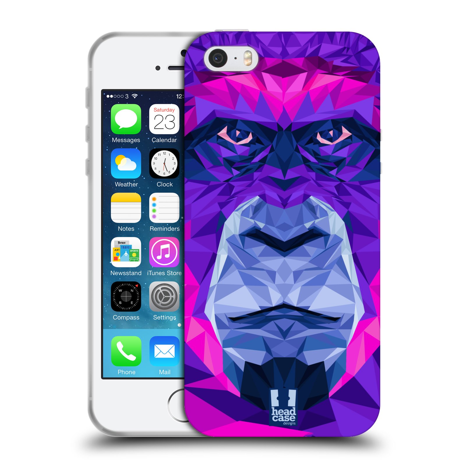 HEAD CASE silikonový obal na mobil Apple Iphone 5/5S vzor Geometrická zvířata 2 Orangutan