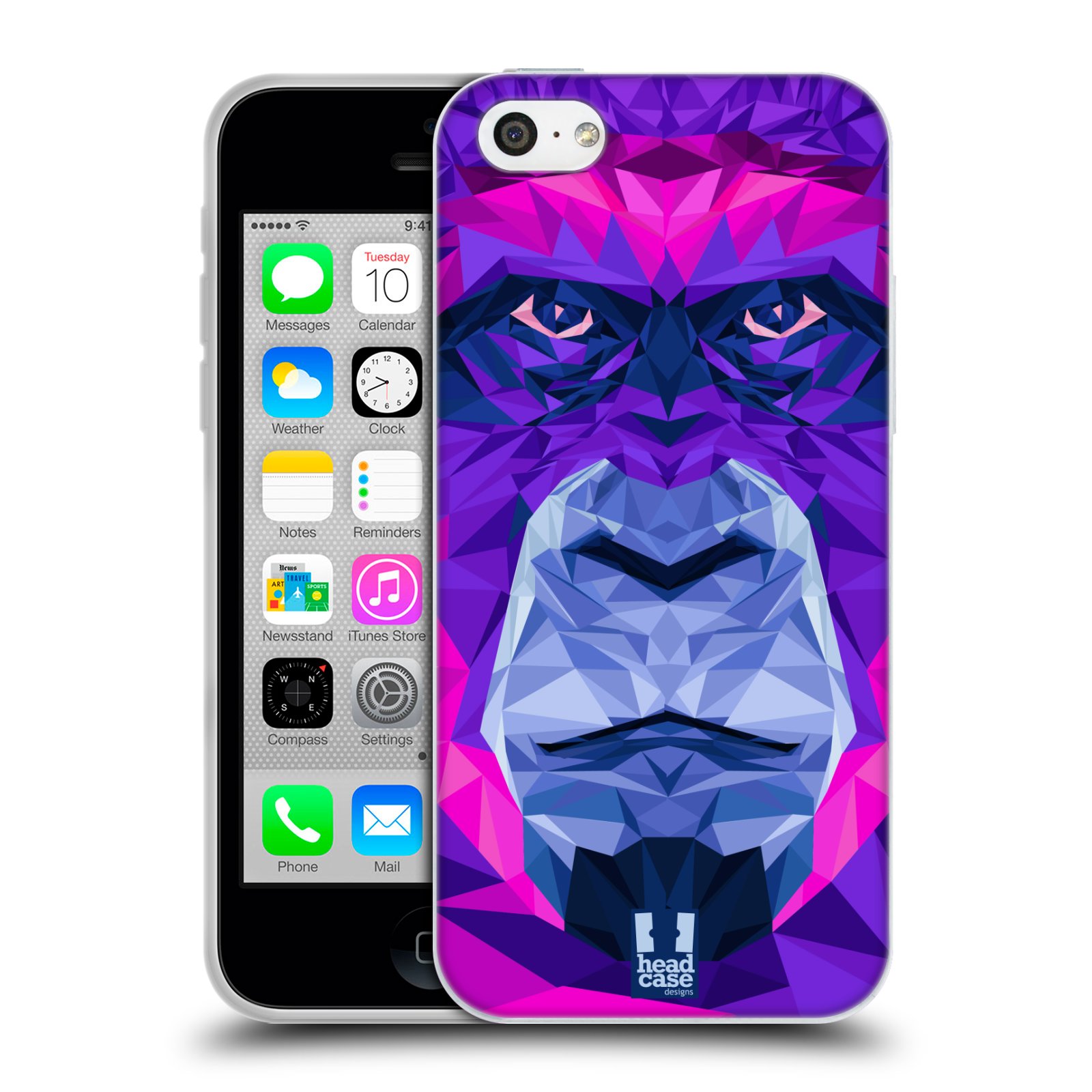 HEAD CASE silikonový obal na mobil Apple Iphone 5C vzor Geometrická zvířata 2 Orangutan