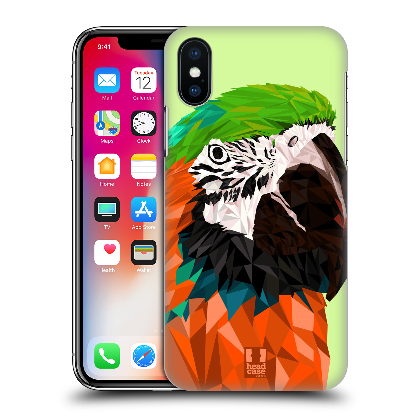 HEAD CASE plastový obal na mobil Apple Iphone X / XS vzor Geometrická zvířata 2 papoušek
