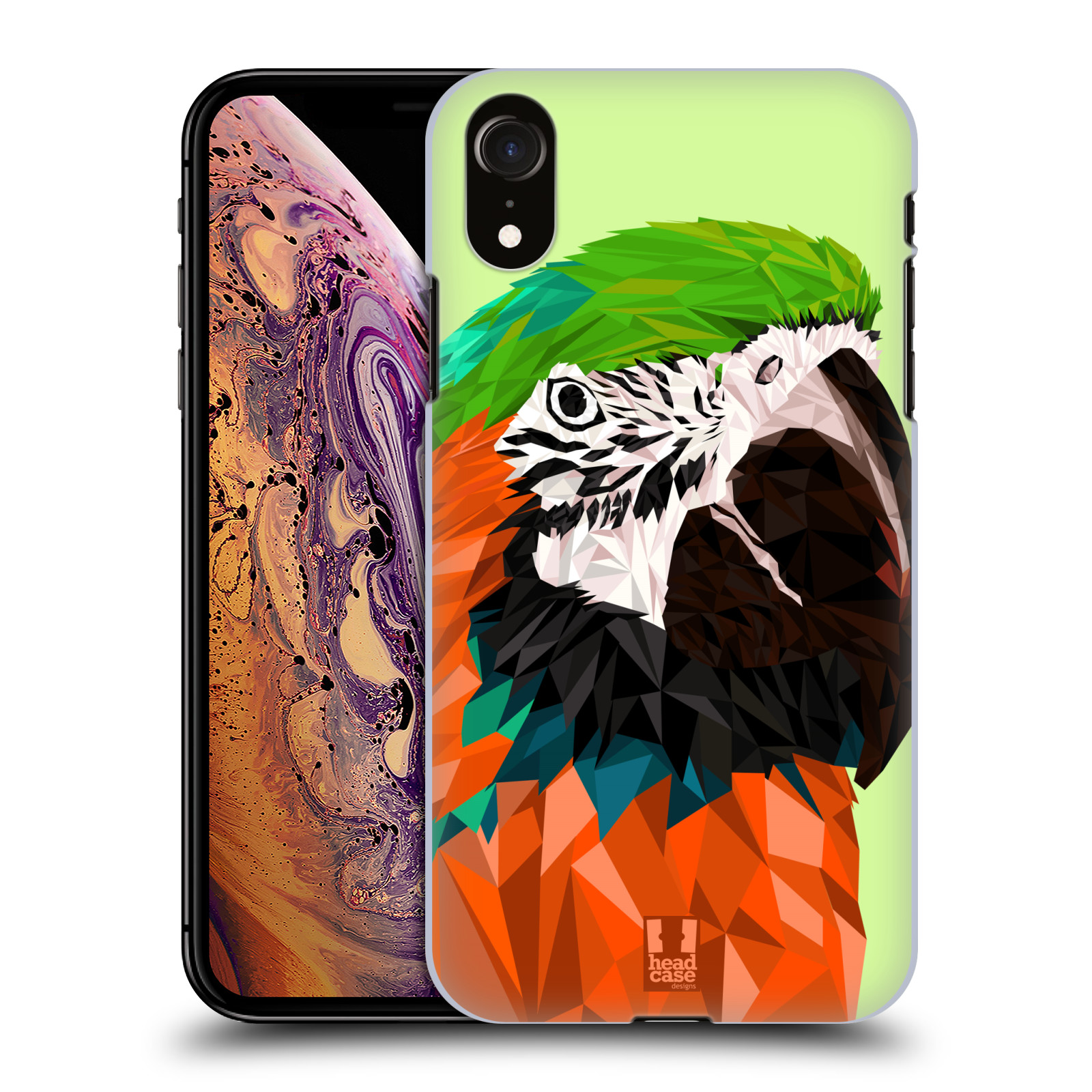 HEAD CASE plastový obal na mobil Apple Iphone XR vzor Geometrická zvířata 2 papoušek