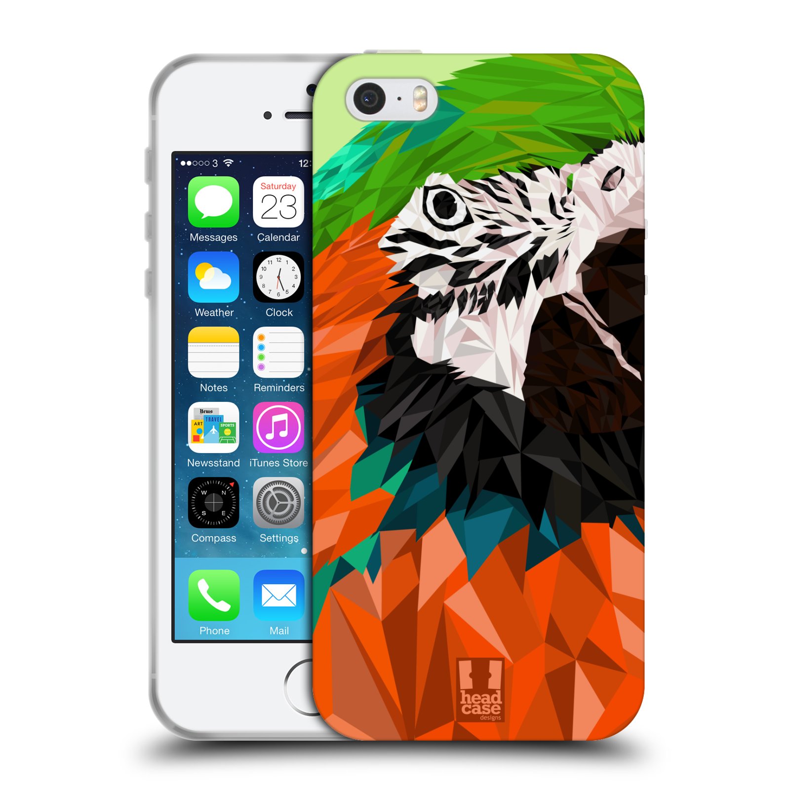 HEAD CASE silikonový obal na mobil Apple Iphone 5/5S vzor Geometrická zvířata 2 papoušek