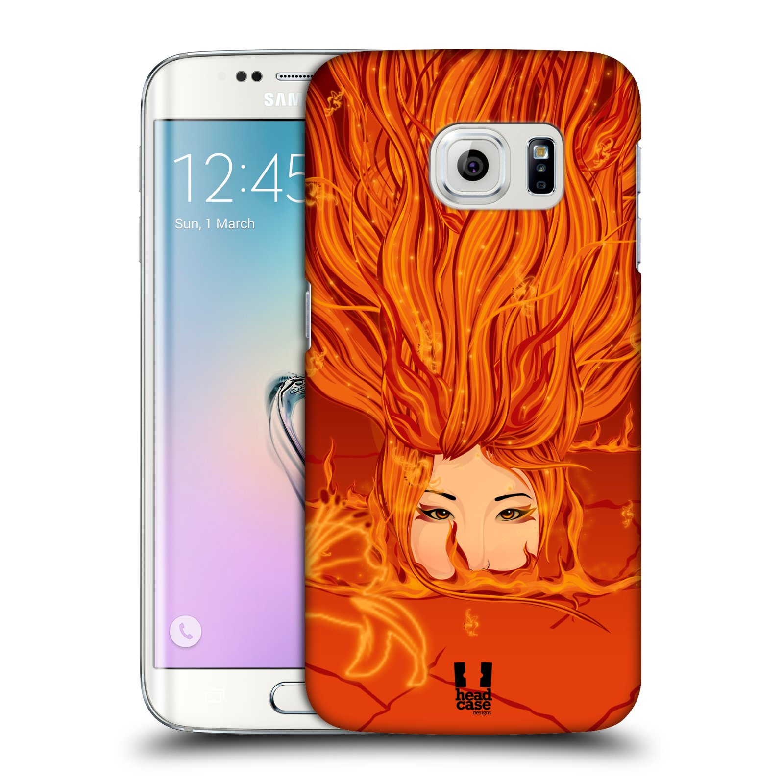 HEAD CASE plastový obal na mobil SAMSUNG Galaxy S6 EDGE (G9250, G925, G925F) vzor Žena element OHEŇ oranžová