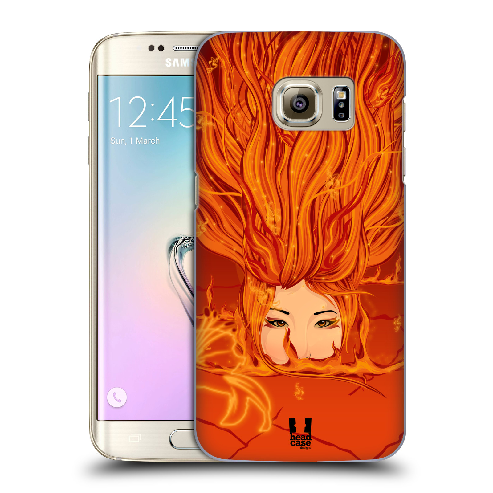 HEAD CASE plastový obal na mobil SAMSUNG GALAXY S7 EDGE vzor Žena element OHEŇ oranžová