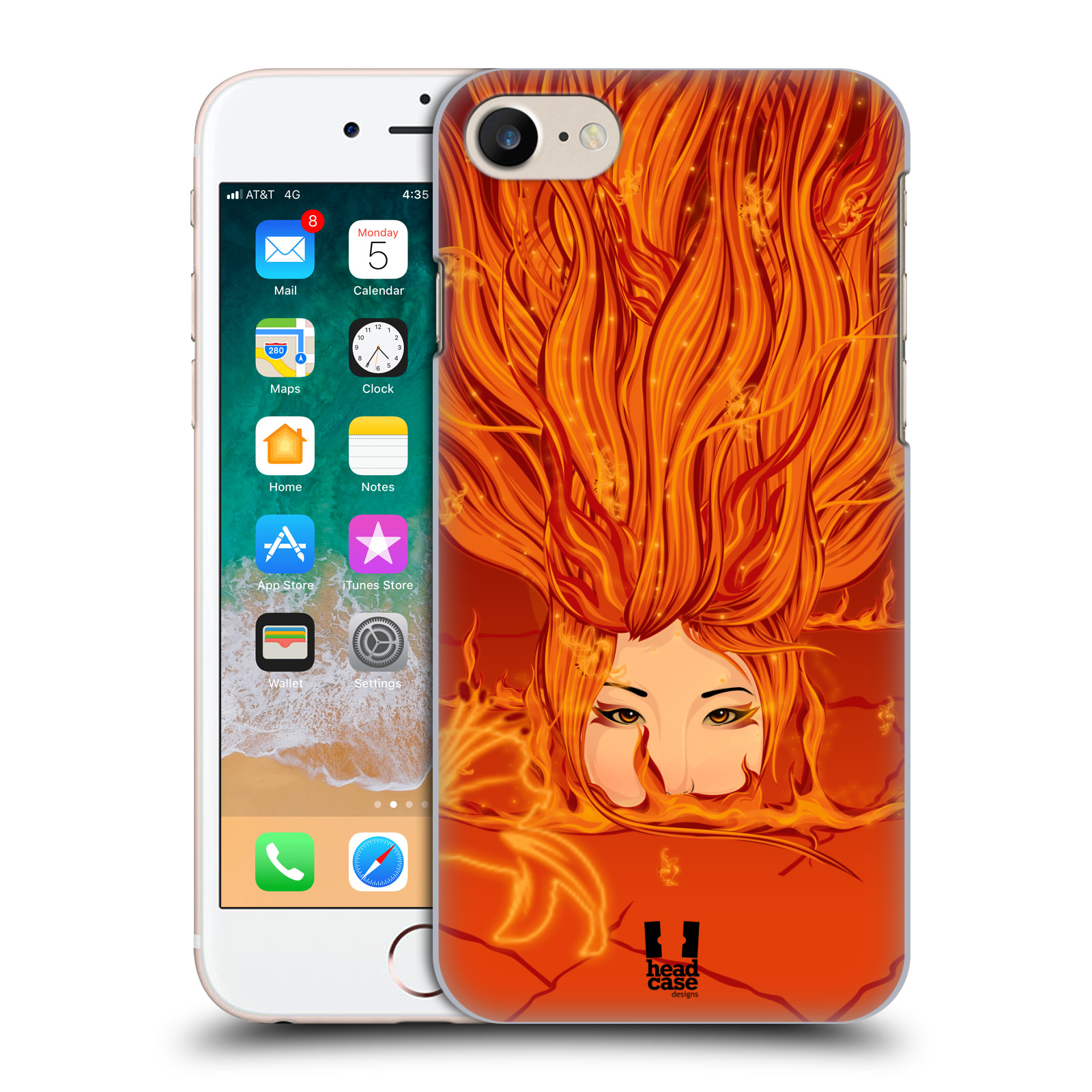 HEAD CASE plastový obal na mobil Apple Iphone 7 vzor Žena element OHEŇ oranžová