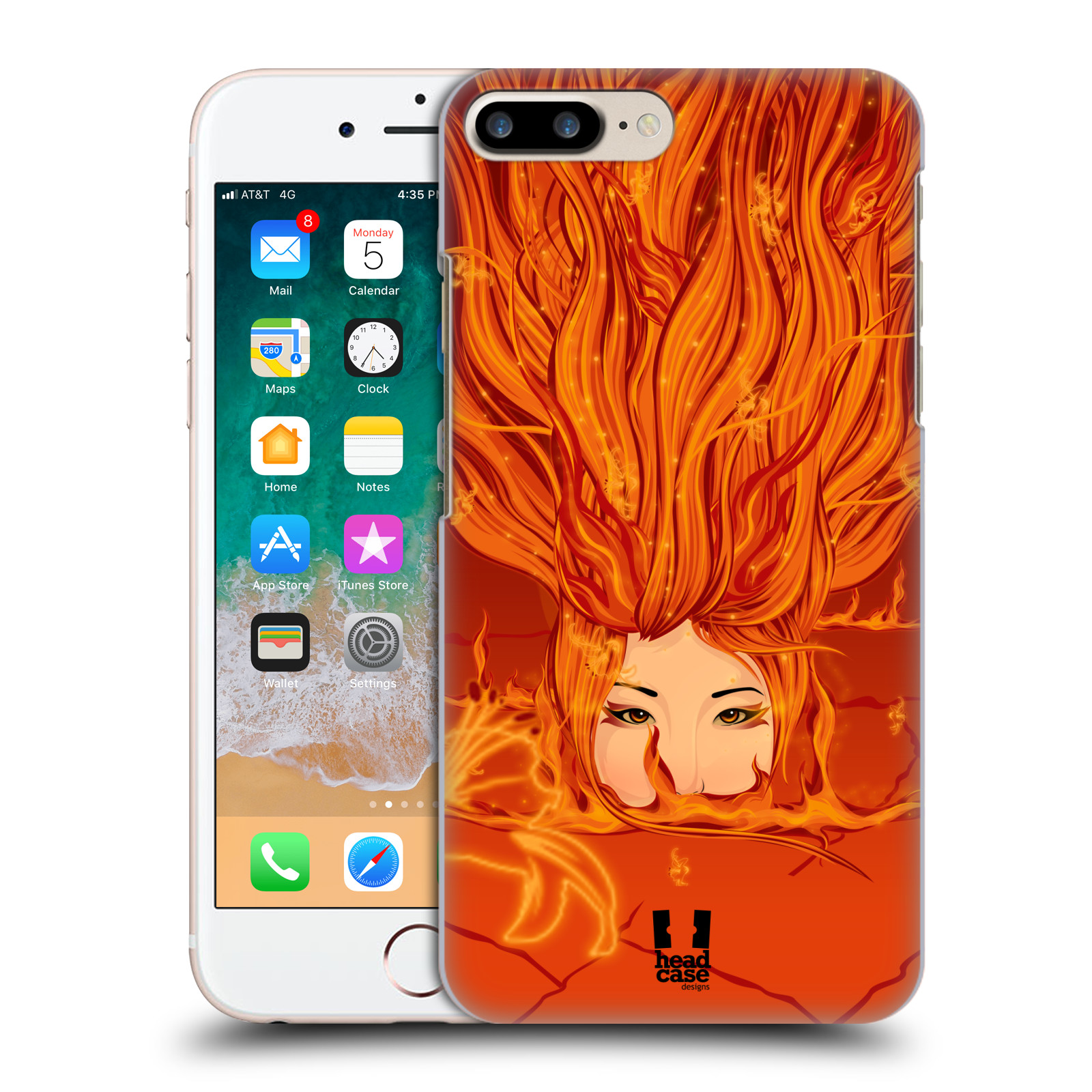HEAD CASE plastový obal na mobil Apple Iphone 7 PLUS vzor Žena element OHEŇ oranžová