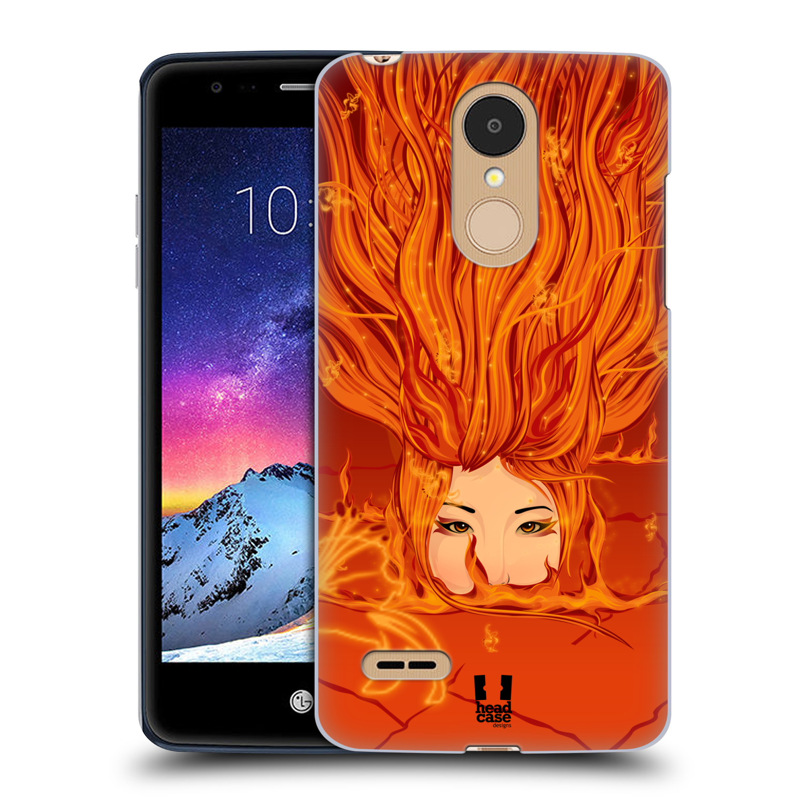 HEAD CASE plastový obal na mobil LG K9 / K8 2018 vzor Žena element OHEŇ oranžová