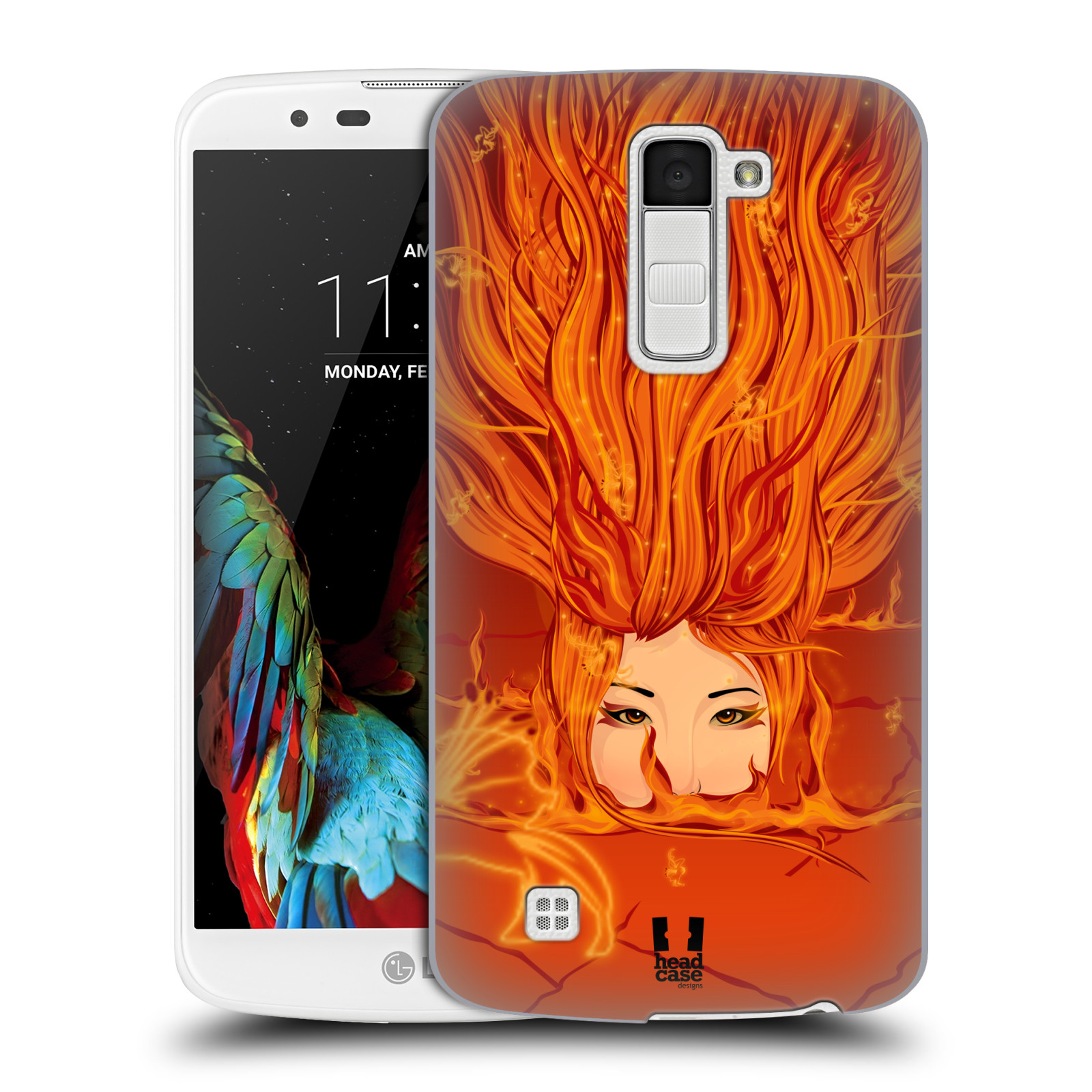 HEAD CASE plastový obal na mobil LG K10 vzor Žena element OHEŇ oranžová