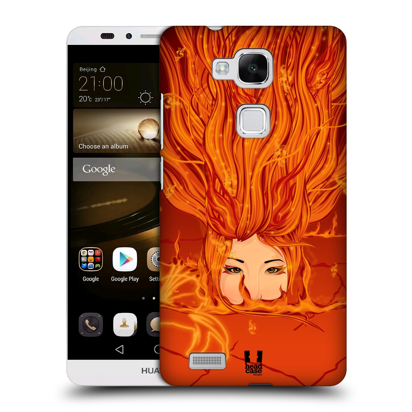 HEAD CASE plastový obal na mobil Huawei Mate 7 vzor Žena element OHEŇ oranžová