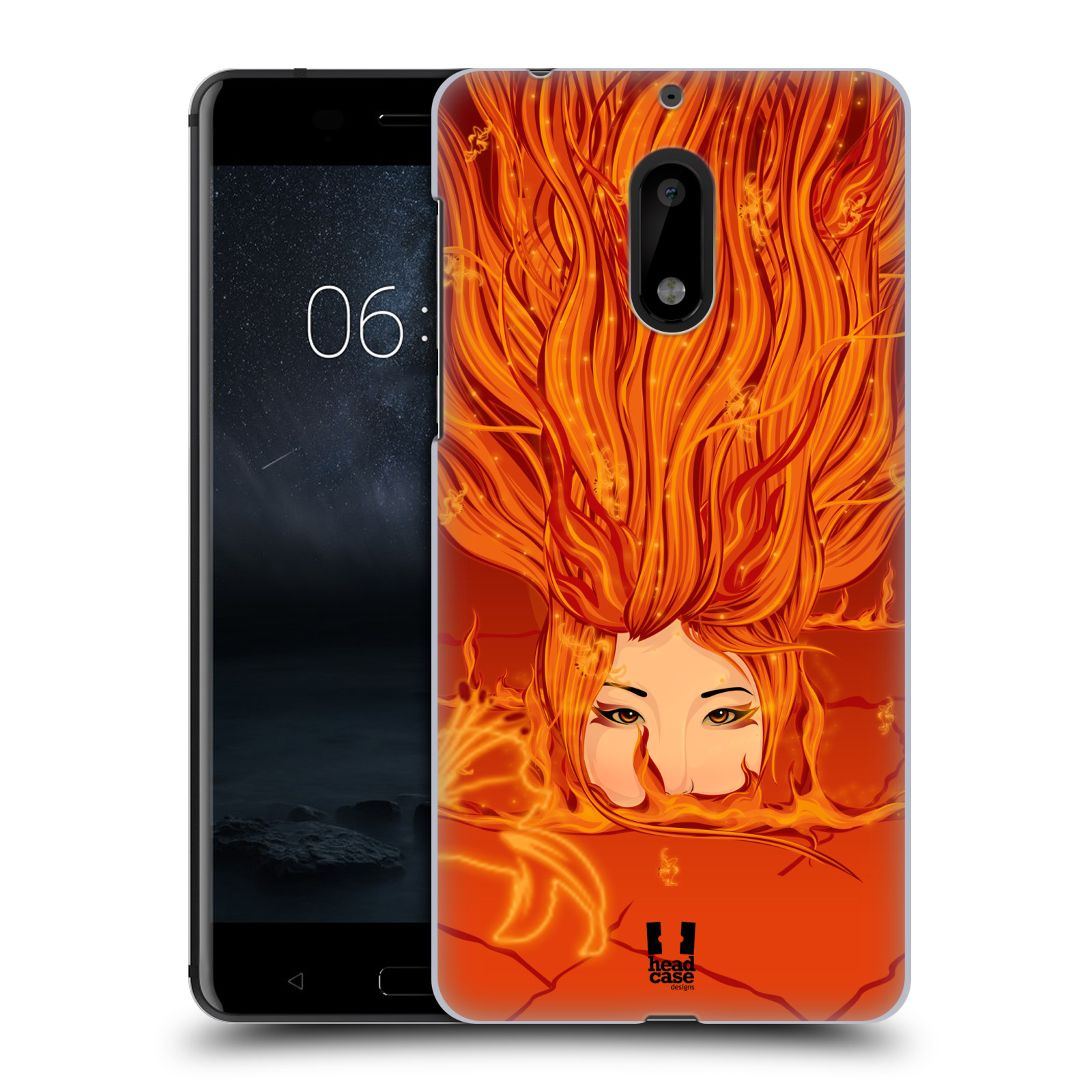 HEAD CASE plastový obal na mobil Nokia 6 vzor Žena element OHEŇ oranžová