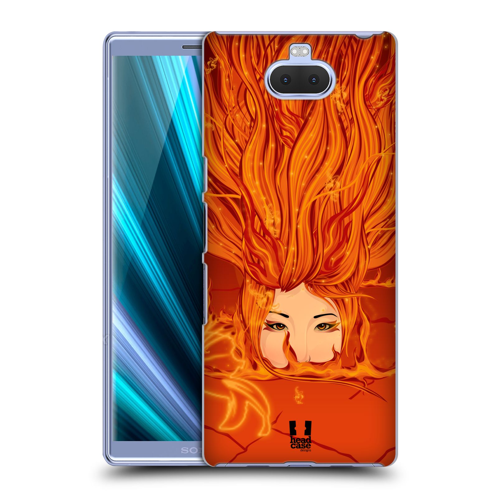 Pouzdro na mobil Sony Xperia 10 - Head Case - vzor Žena element OHEŇ oranžová