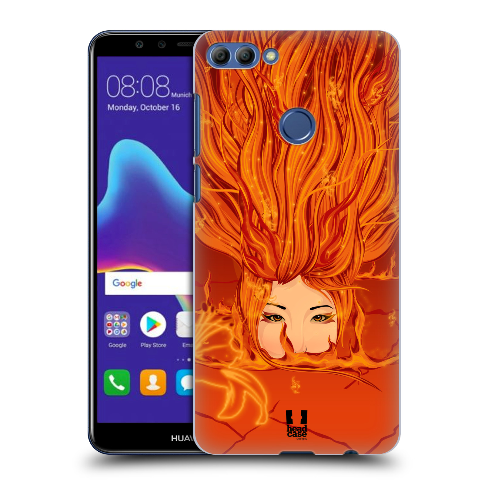 HEAD CASE plastový obal na mobil Huawei Y9 2018 vzor Žena element OHEŇ oranžová
