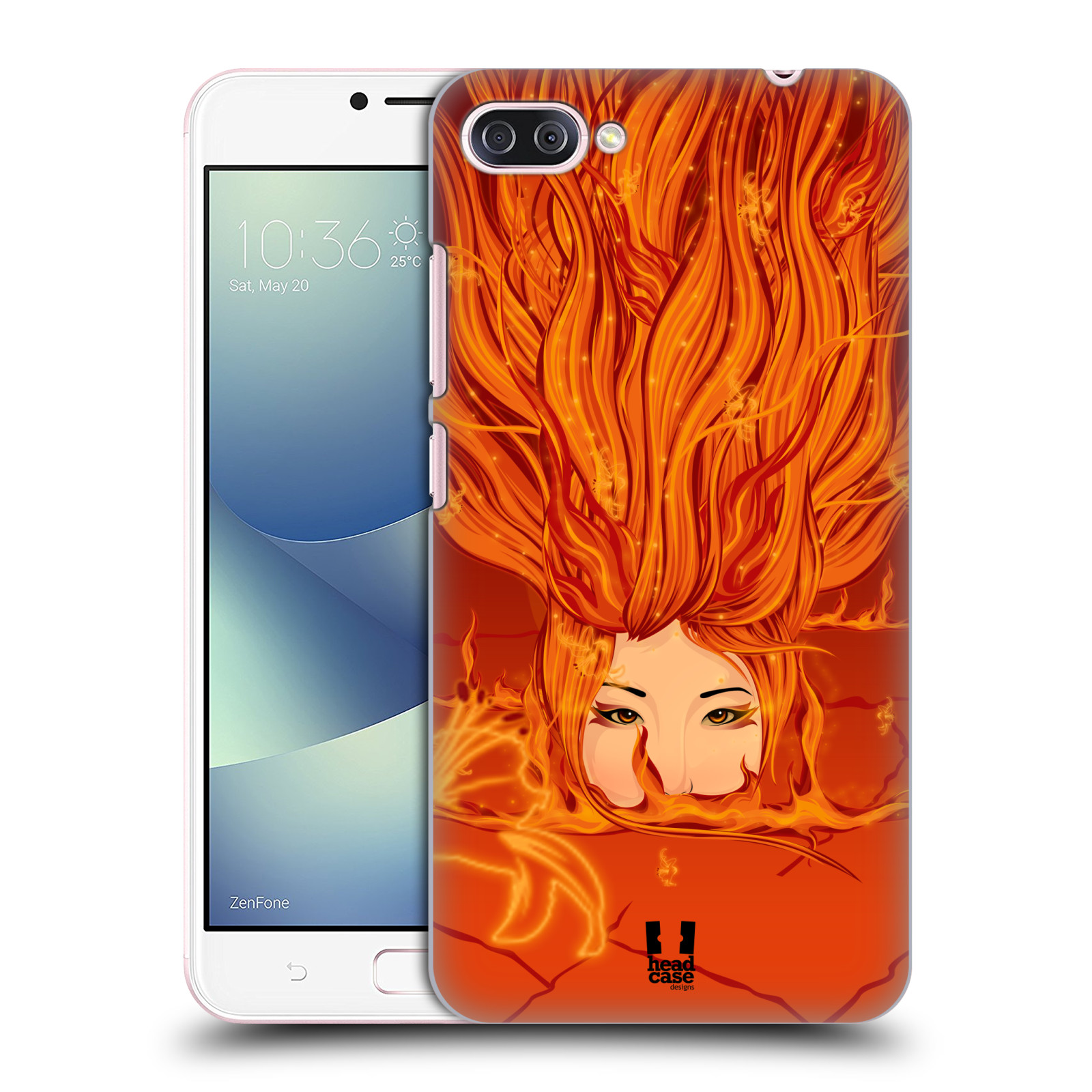 HEAD CASE plastový obal na mobil Asus Zenfone 4 MAX ZC554KL vzor Žena element OHEŇ oranžová