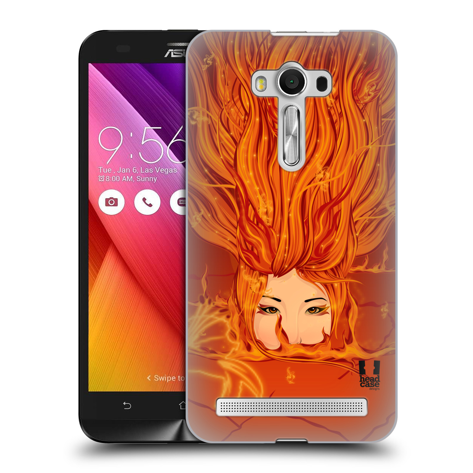 HEAD CASE plastový obal na mobil Asus Zenfone 2 LASER (5,5 displej ZE550KL) vzor Žena element OHEŇ oranžová