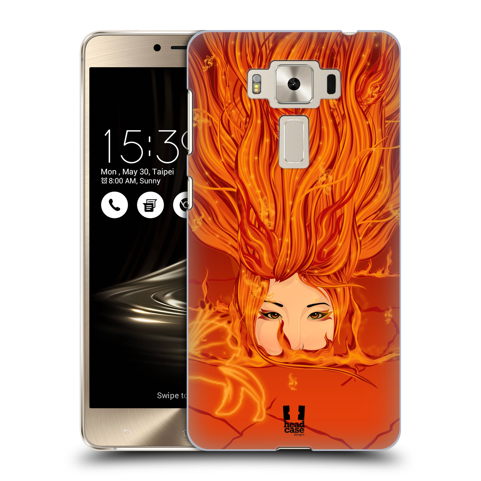 HEAD CASE plastový obal na mobil Asus Zenfone 3 DELUXE ZS550KL vzor Žena element OHEŇ oranžová