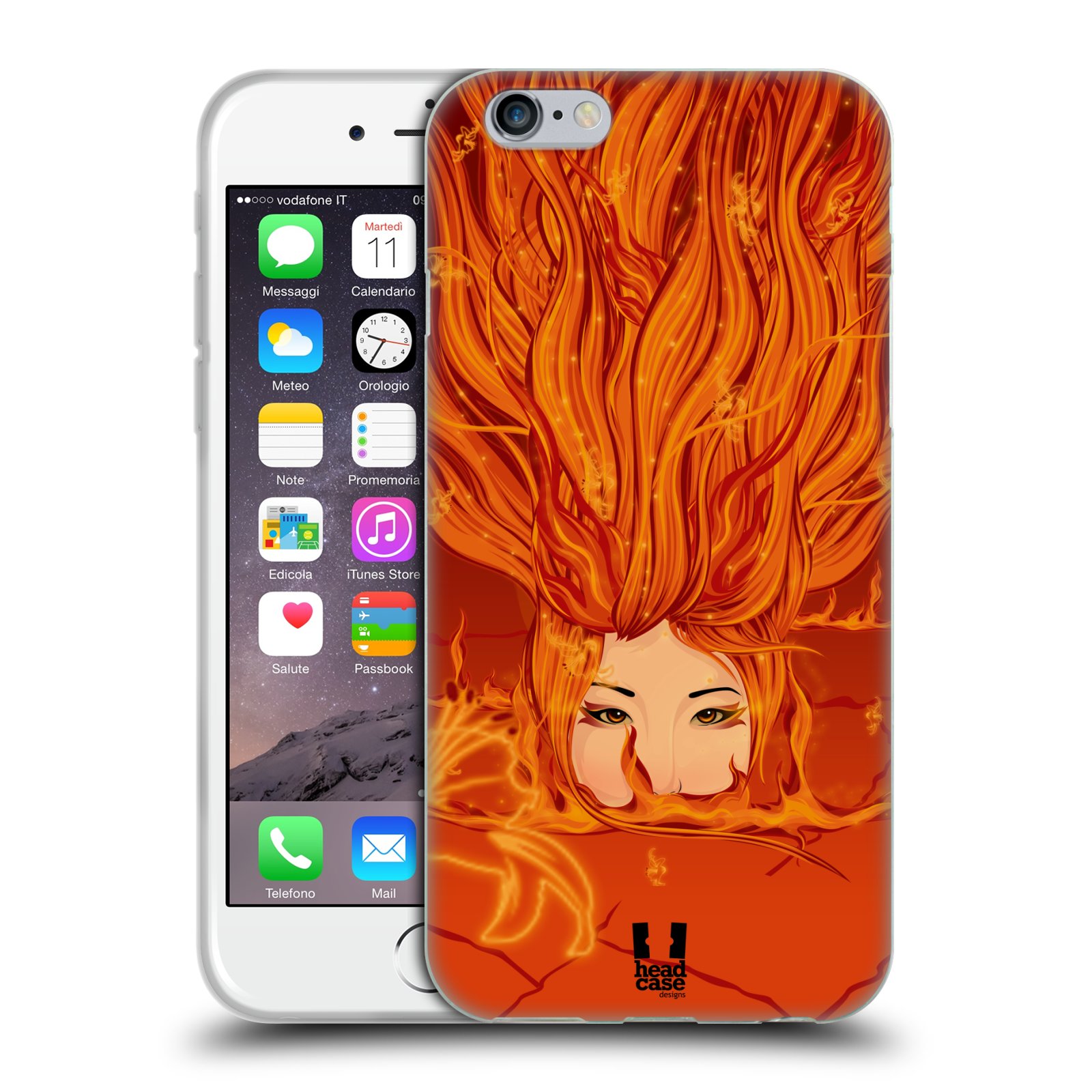 HEAD CASE silikonový obal na mobil Apple Iphone 6/6S vzor Žena element OHEŇ oranžová