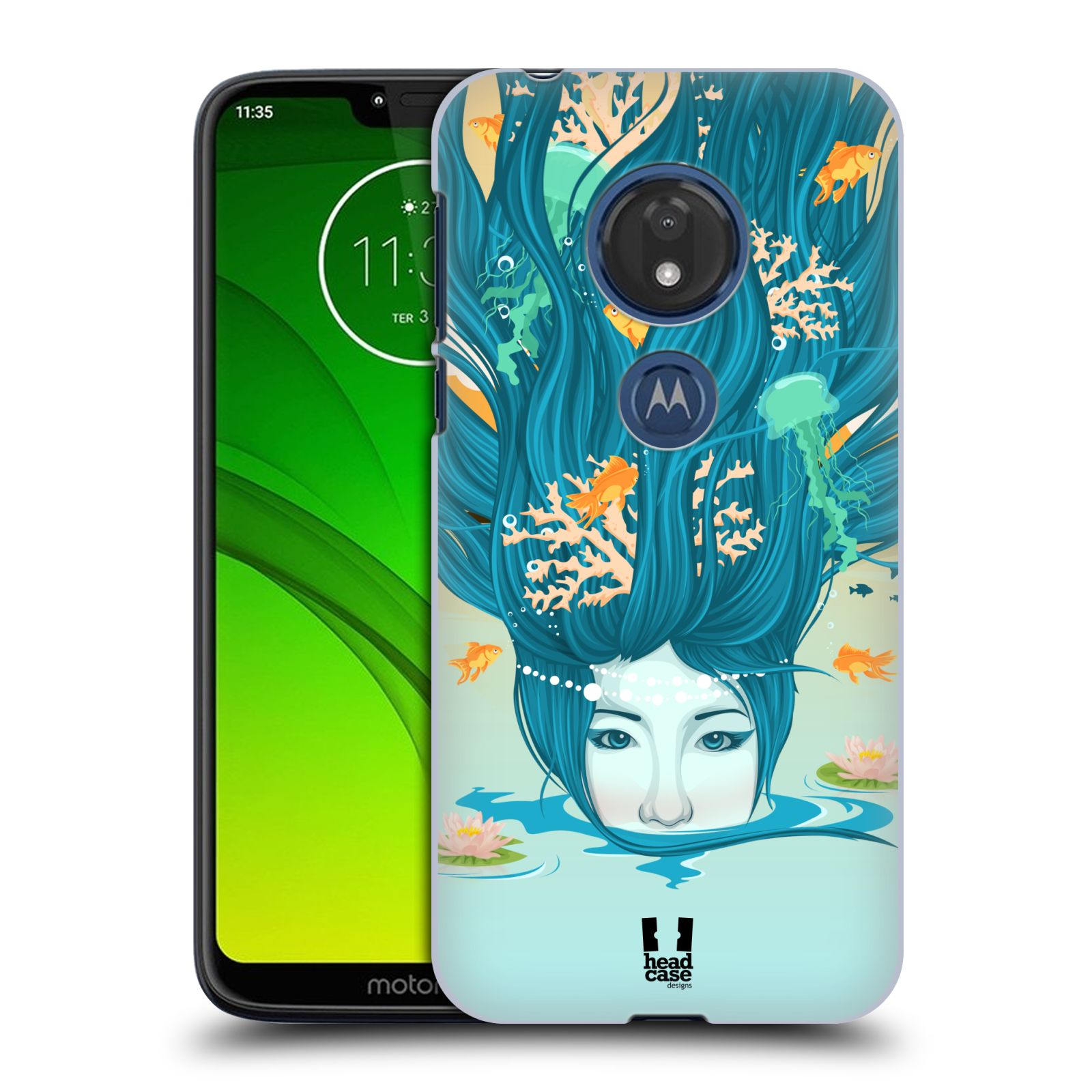Pouzdro na mobil Motorola Moto G7 Play vzor Žena element VODA modrá