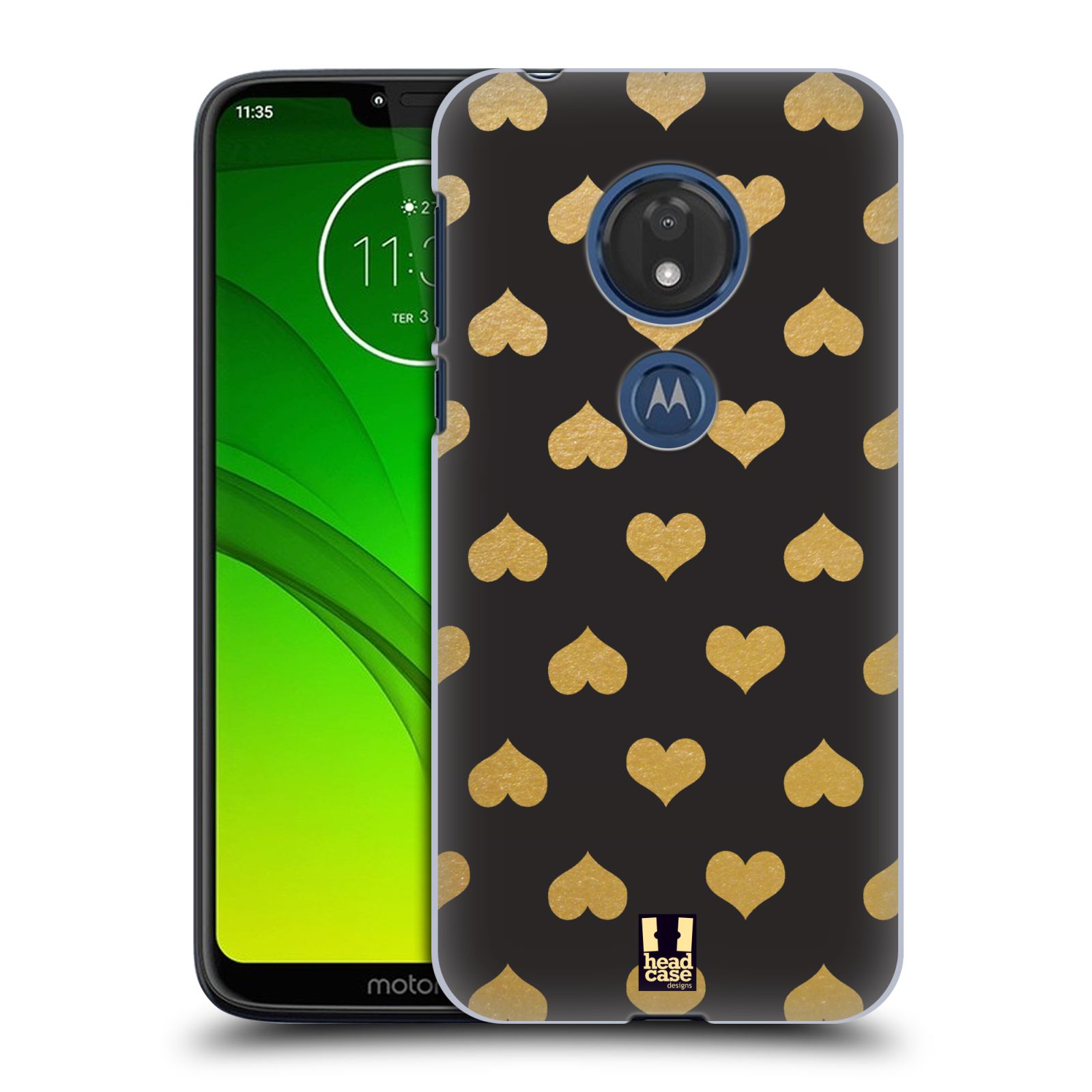 Pouzdro na mobil Motorola Moto G7 Play vzor ZLATÉ SRDÍČKA