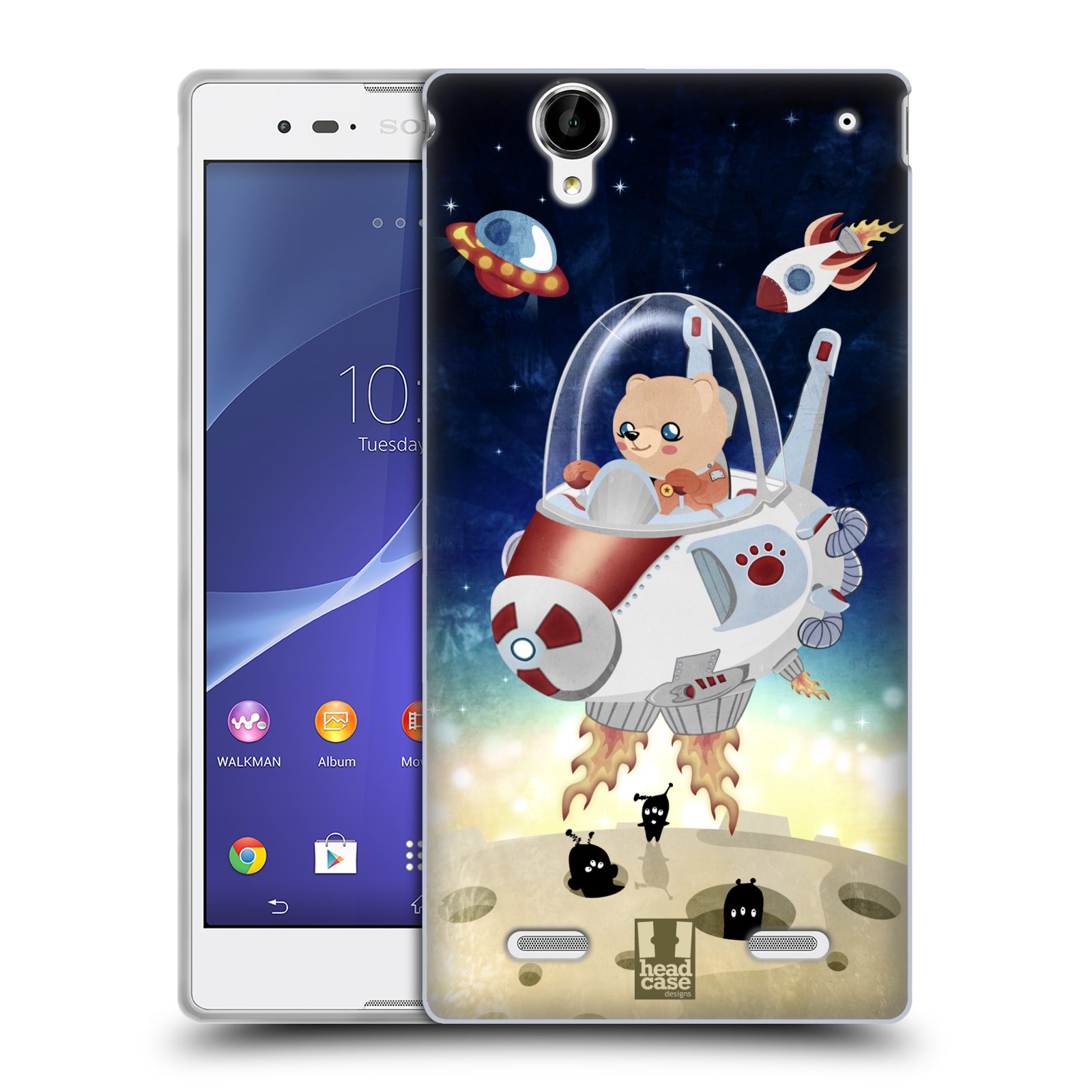 HEAD CASE silikonový obal na mobil Sony Xperia T2 Ultra/T2 Ultra DUAL SIM vzor Zvířecí astronauti medvídek