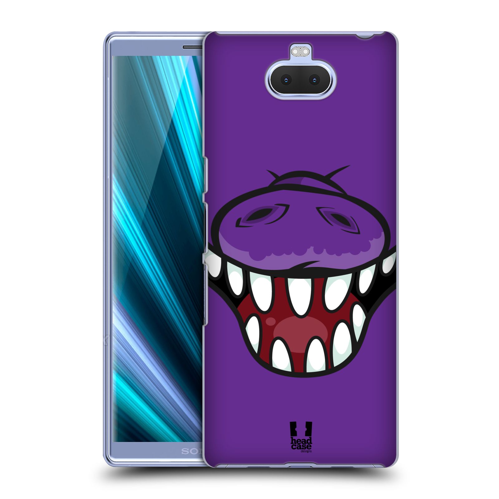 Pouzdro na mobil Sony Xperia 10 - Head Case - vzor Zvířecí úsměv Dinosaurus fialová
