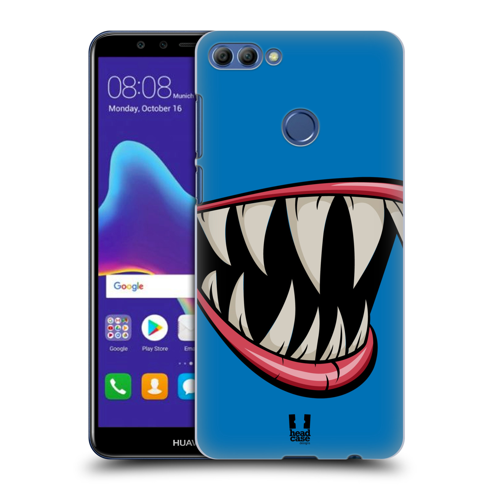 HEAD CASE plastový obal na mobil Huawei Y9 2018 vzor Zvířecí úsměv ryba modrá