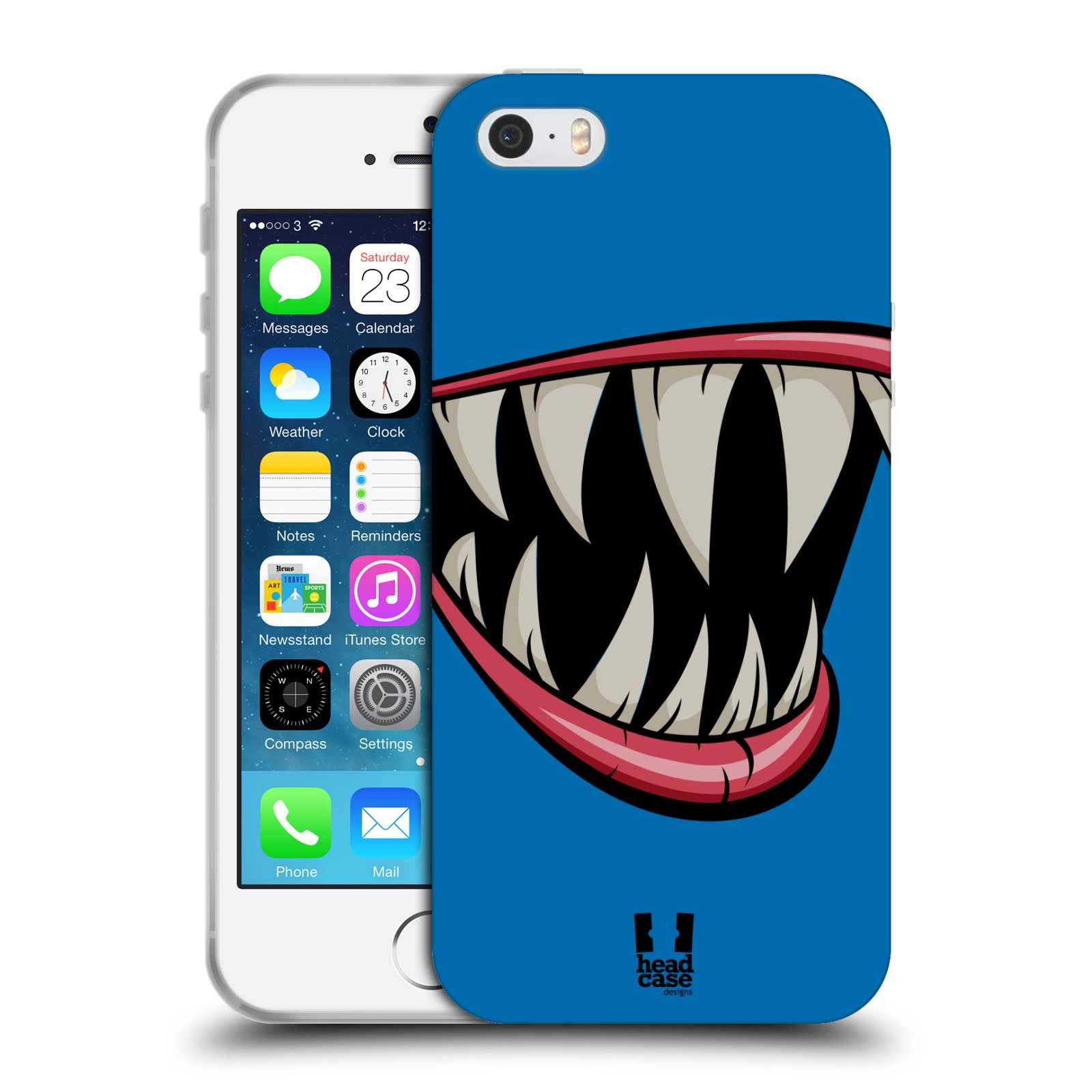 HEAD CASE silikonový obal na mobil Apple Iphone 5/5S vzor Zvířecí úsměv ryba modrá