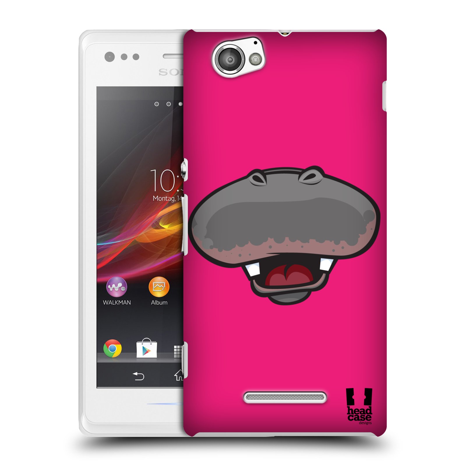 HEAD CASE plastový obal na mobil Sony Xperia M vzor Zvířecí úsměv hroch růžová