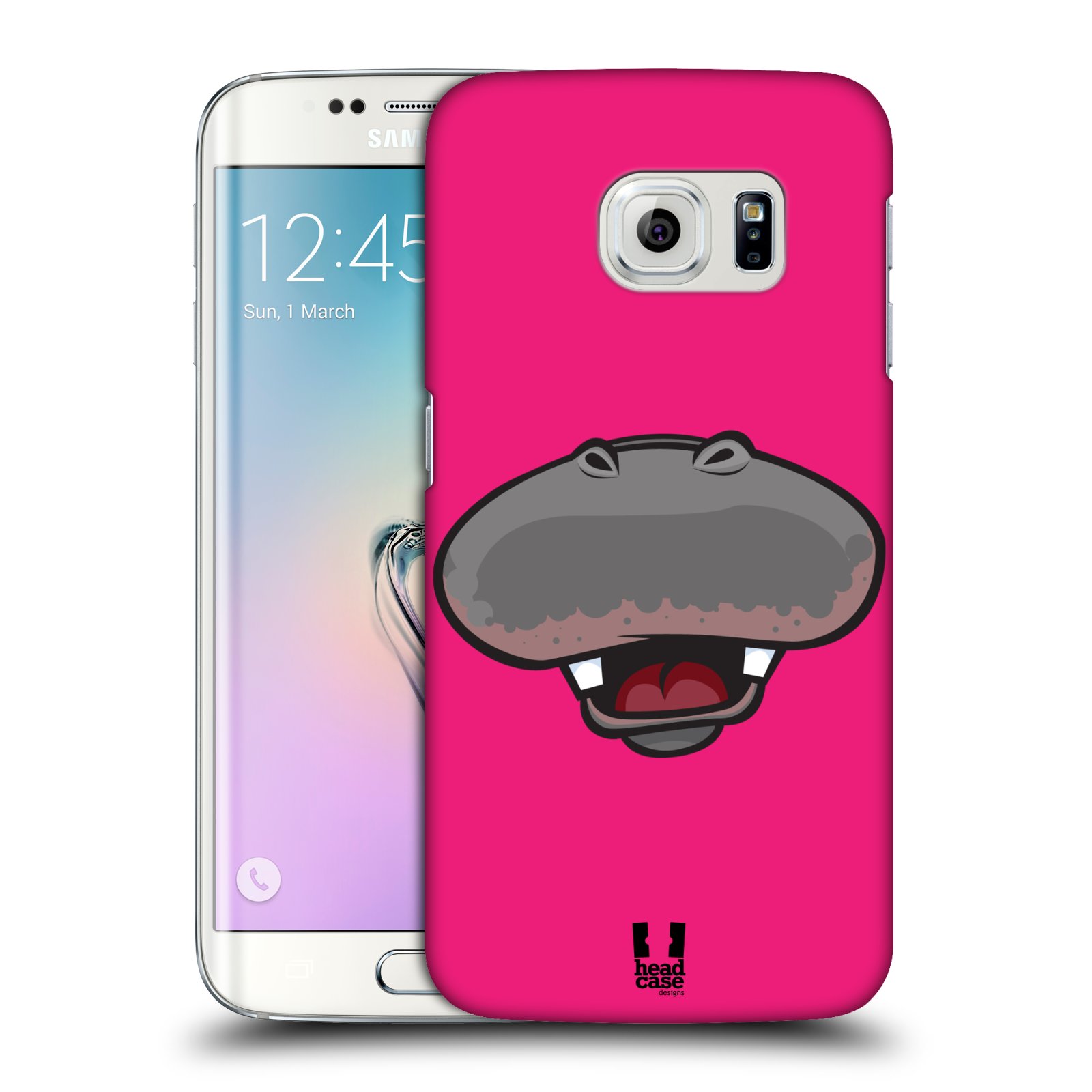 HEAD CASE plastový obal na mobil SAMSUNG Galaxy S6 EDGE (G9250, G925, G925F) vzor Zvířecí úsměv hroch růžová