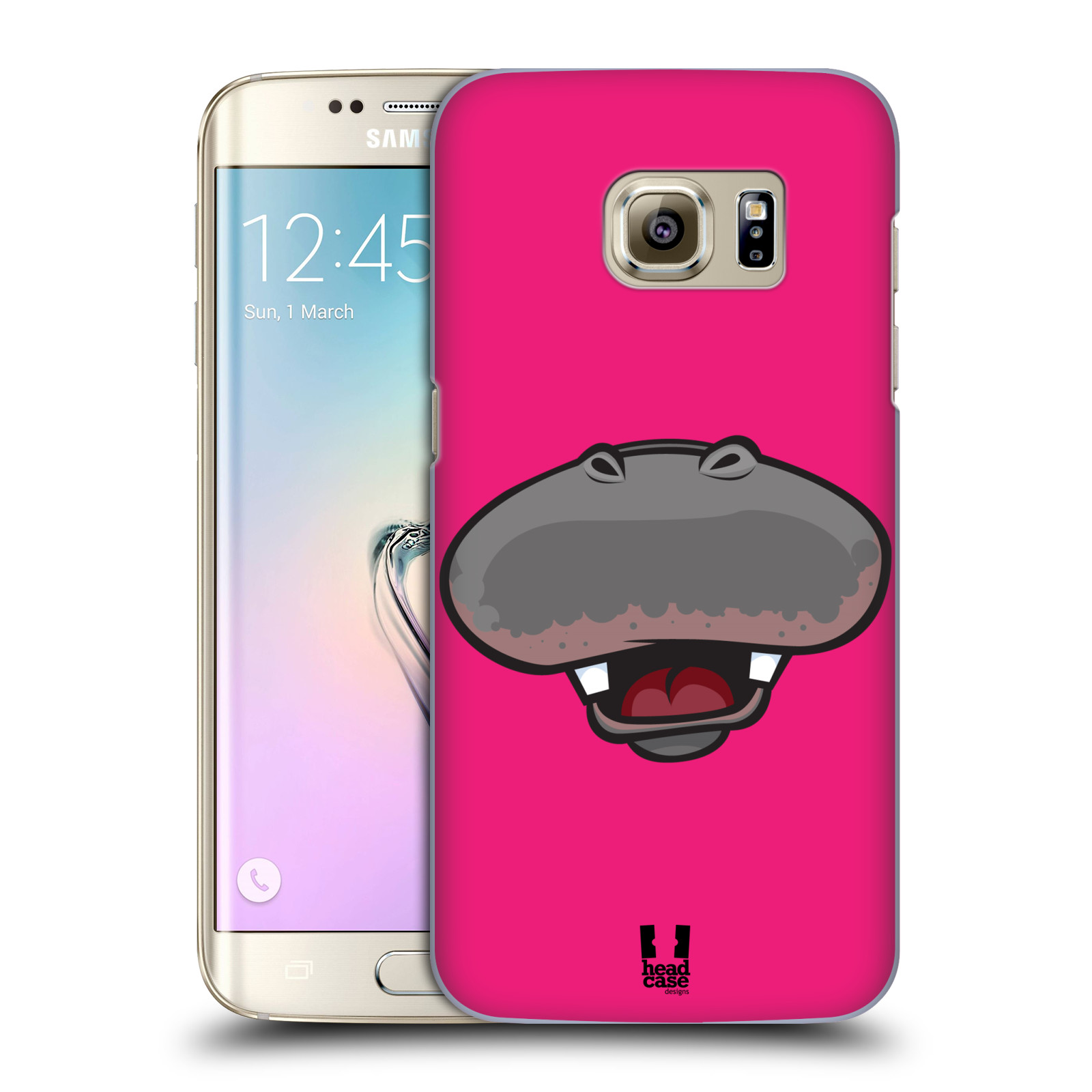 HEAD CASE plastový obal na mobil SAMSUNG GALAXY S7 EDGE vzor Zvířecí úsměv hroch růžová