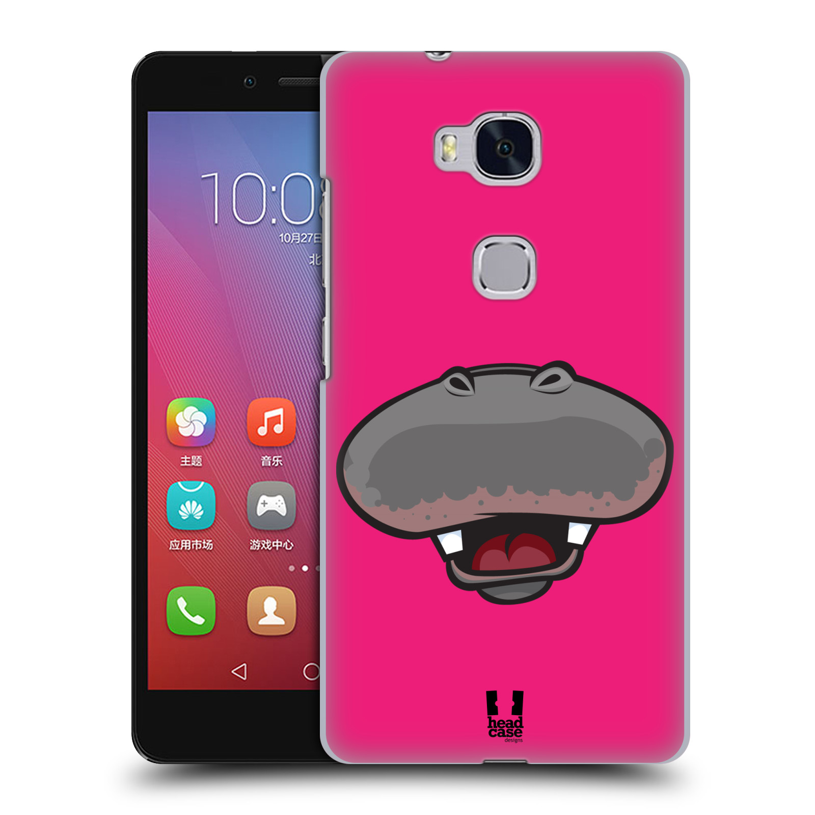 HEAD CASE pevný plastový obal na mobil HUAWEI HONOR 5X vzor Zvířecí úsměv hroch růžová
