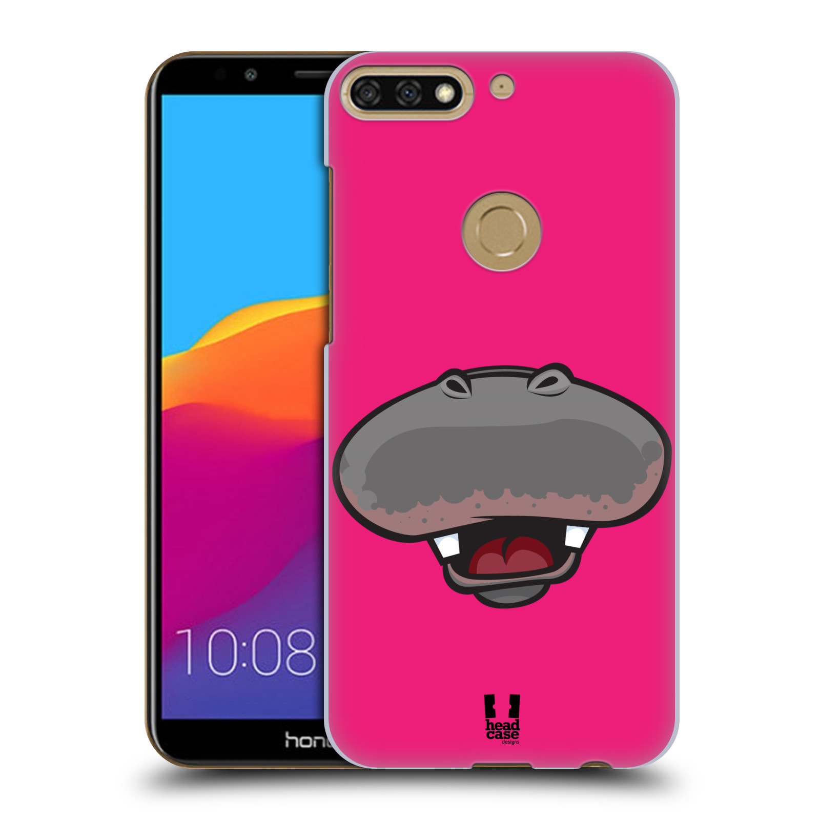HEAD CASE plastový obal na mobil Honor 7c vzor Zvířecí úsměv hroch růžová