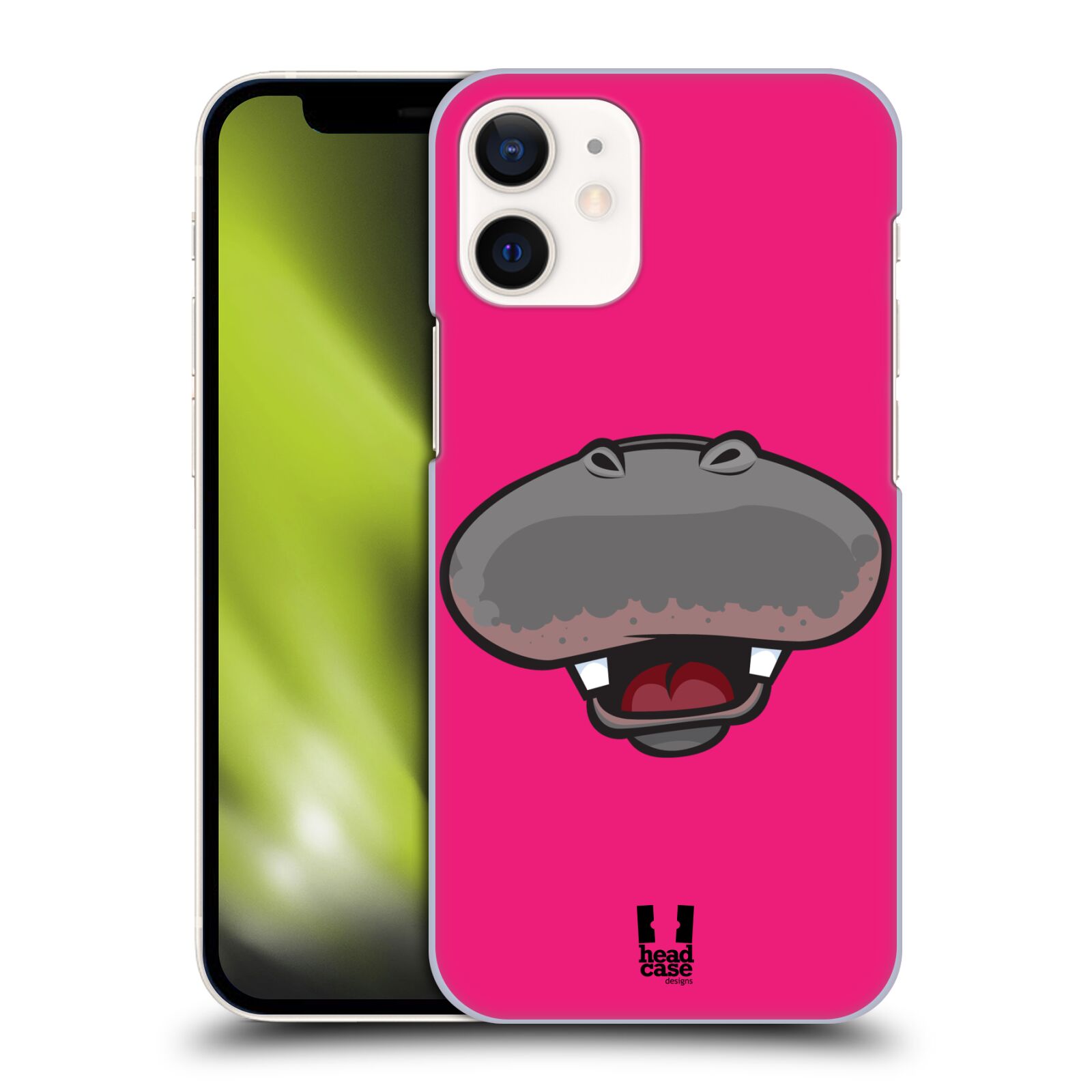 Plastový obal na mobil Apple Iphone 12 MINI vzor Zvířecí úsměv hroch růžová