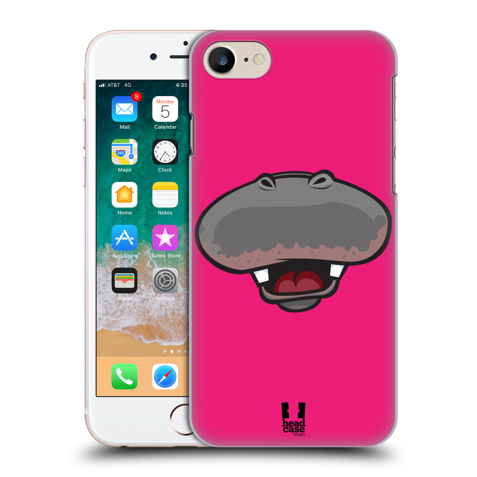 HEAD CASE plastový obal na mobil Apple Iphone 7 vzor Zvířecí úsměv hroch růžová