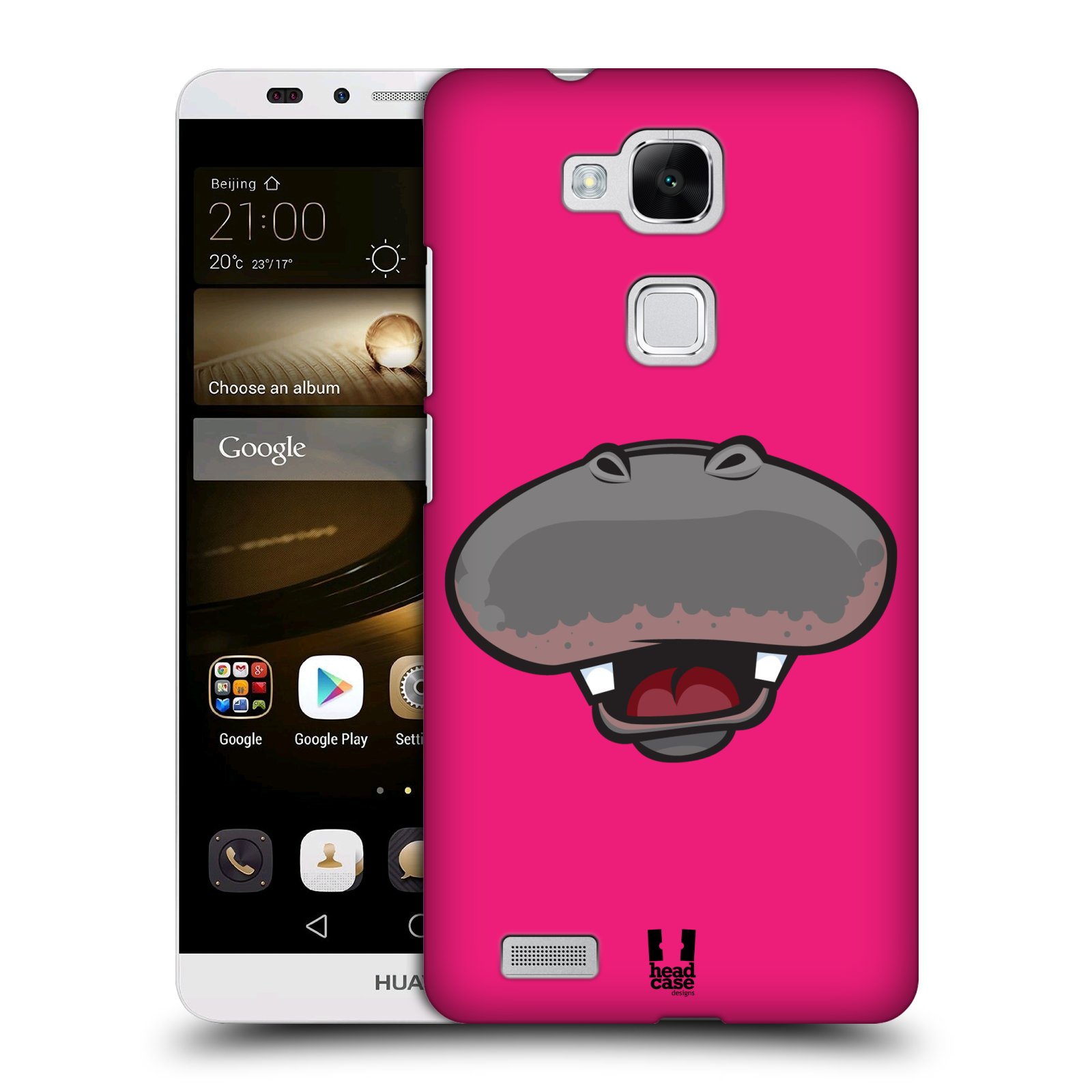 HEAD CASE plastový obal na mobil Huawei Mate 7 vzor Zvířecí úsměv hroch růžová
