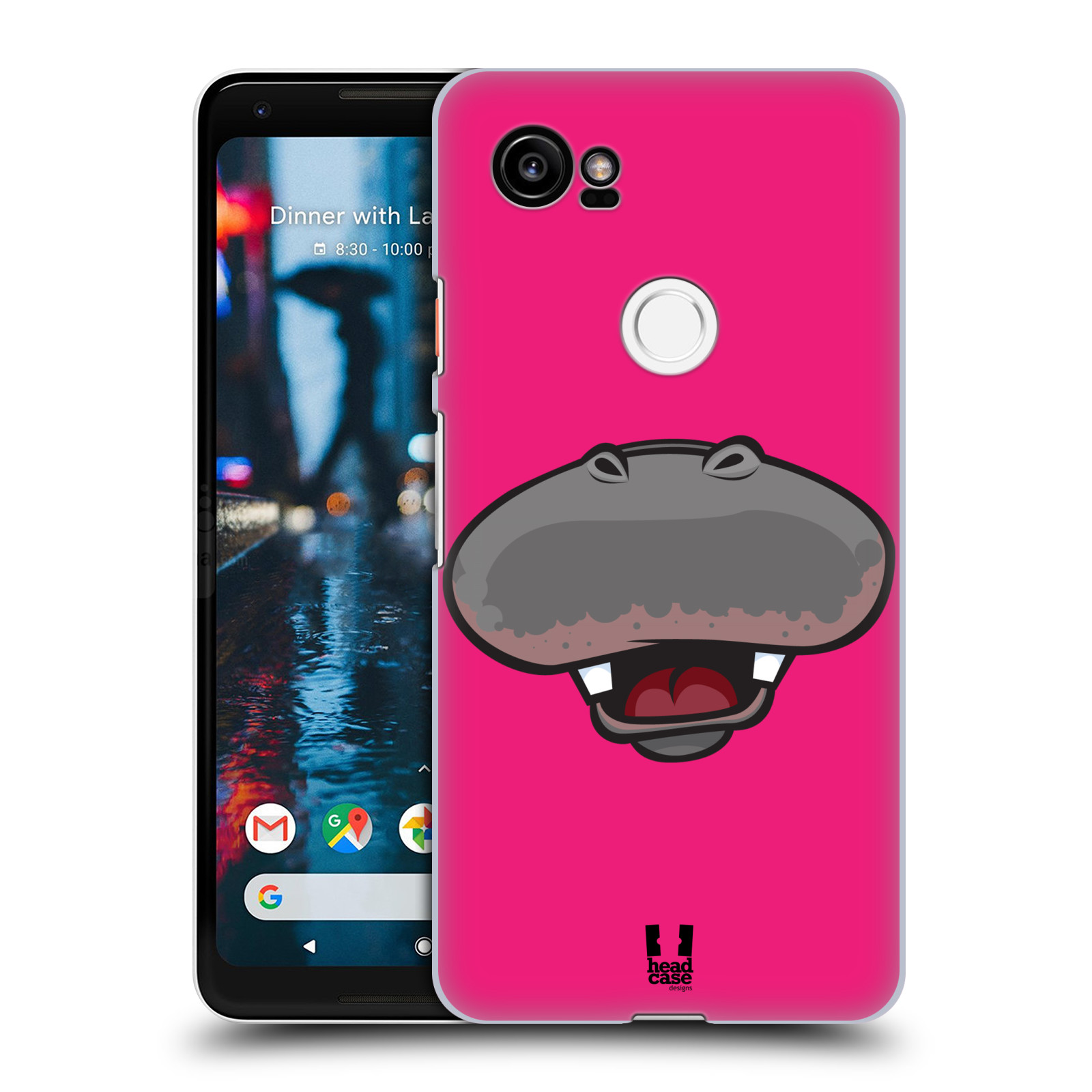 HEAD CASE plastový obal na mobil Google Pixel 2 XL vzor Zvířecí úsměv hroch růžová