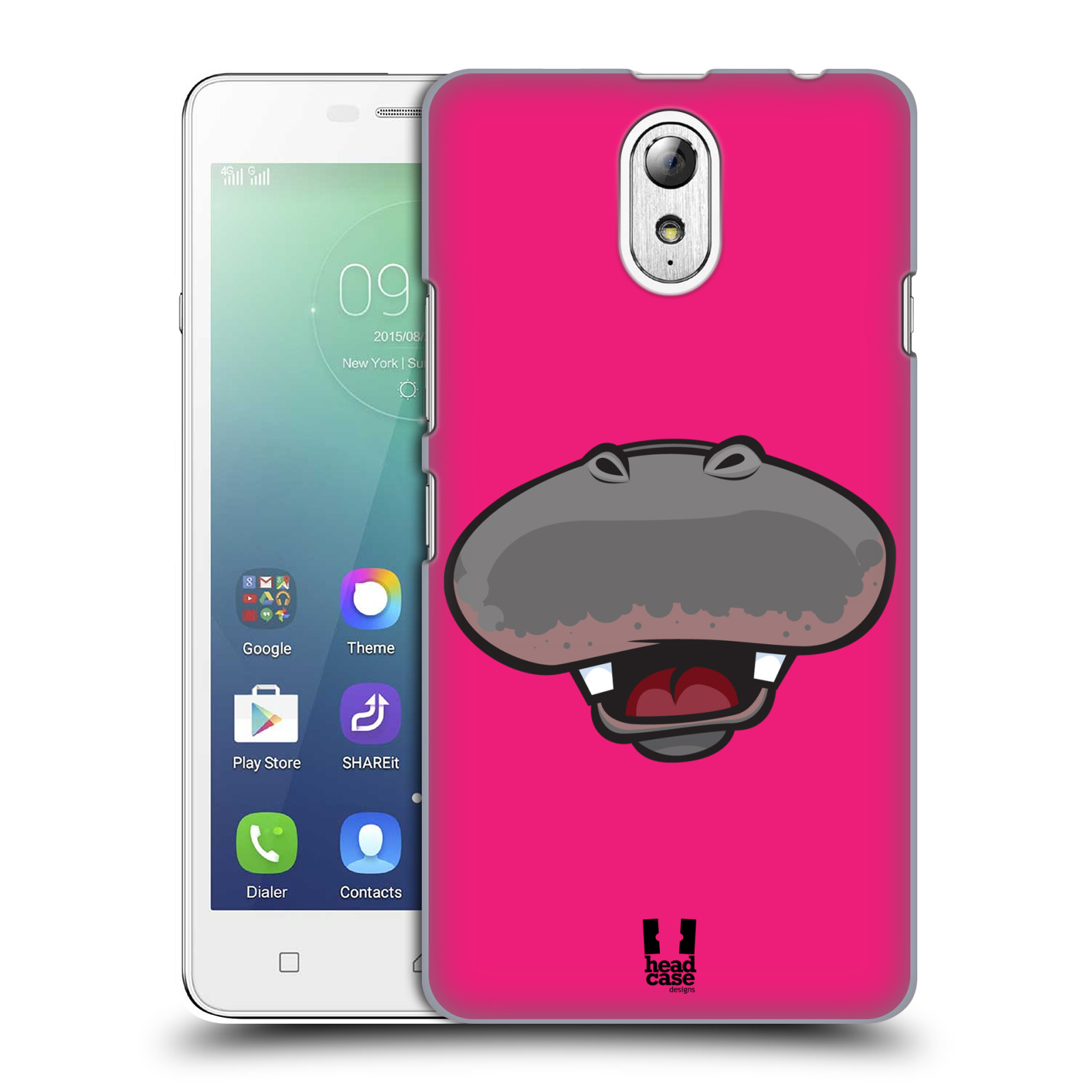HEAD CASE pevný plastový obal na mobil LENOVO VIBE P1m / LENOVO VIBE p1m DUAL SIM vzor Zvířecí úsměv hroch růžová