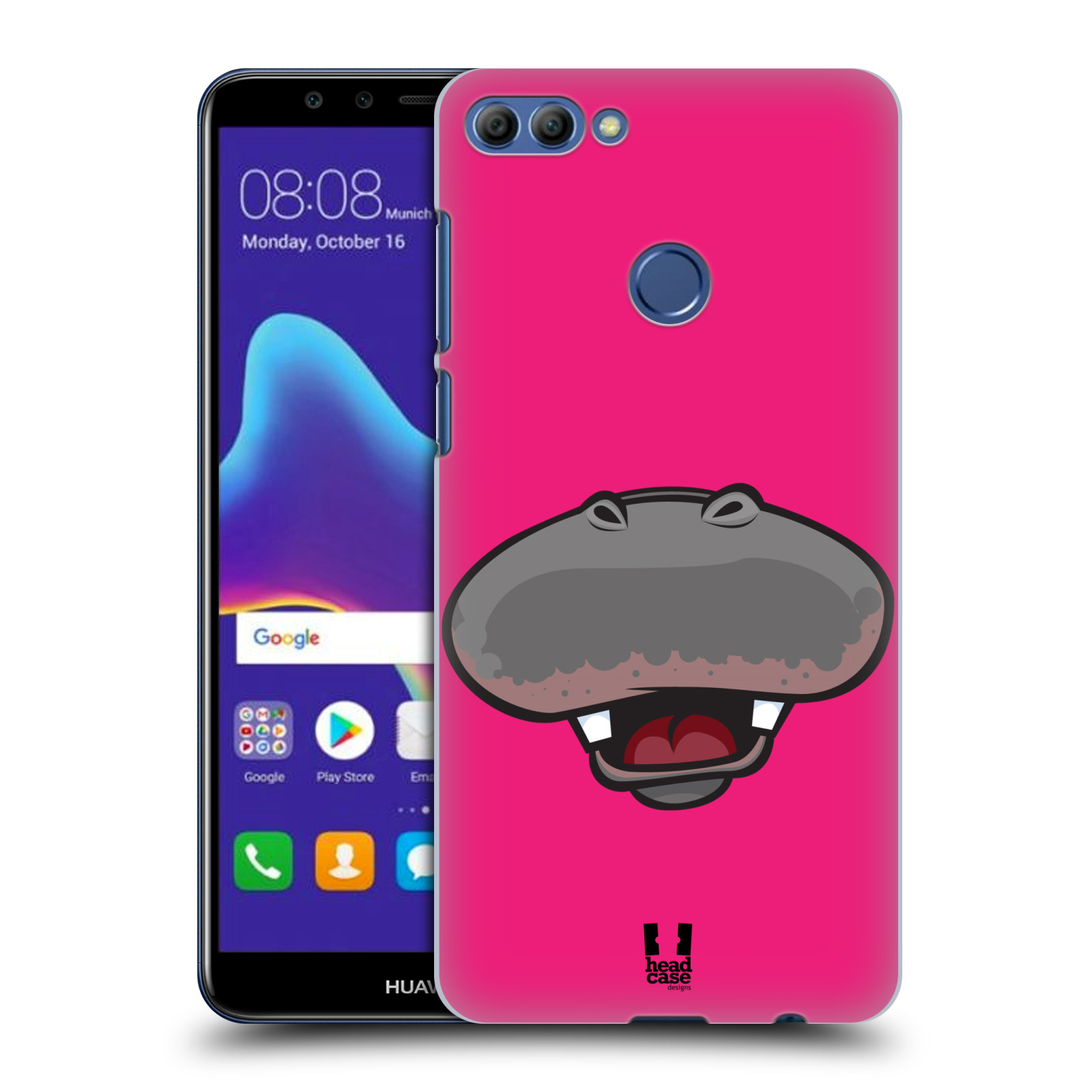 HEAD CASE plastový obal na mobil Huawei Y9 2018 vzor Zvířecí úsměv hroch růžová