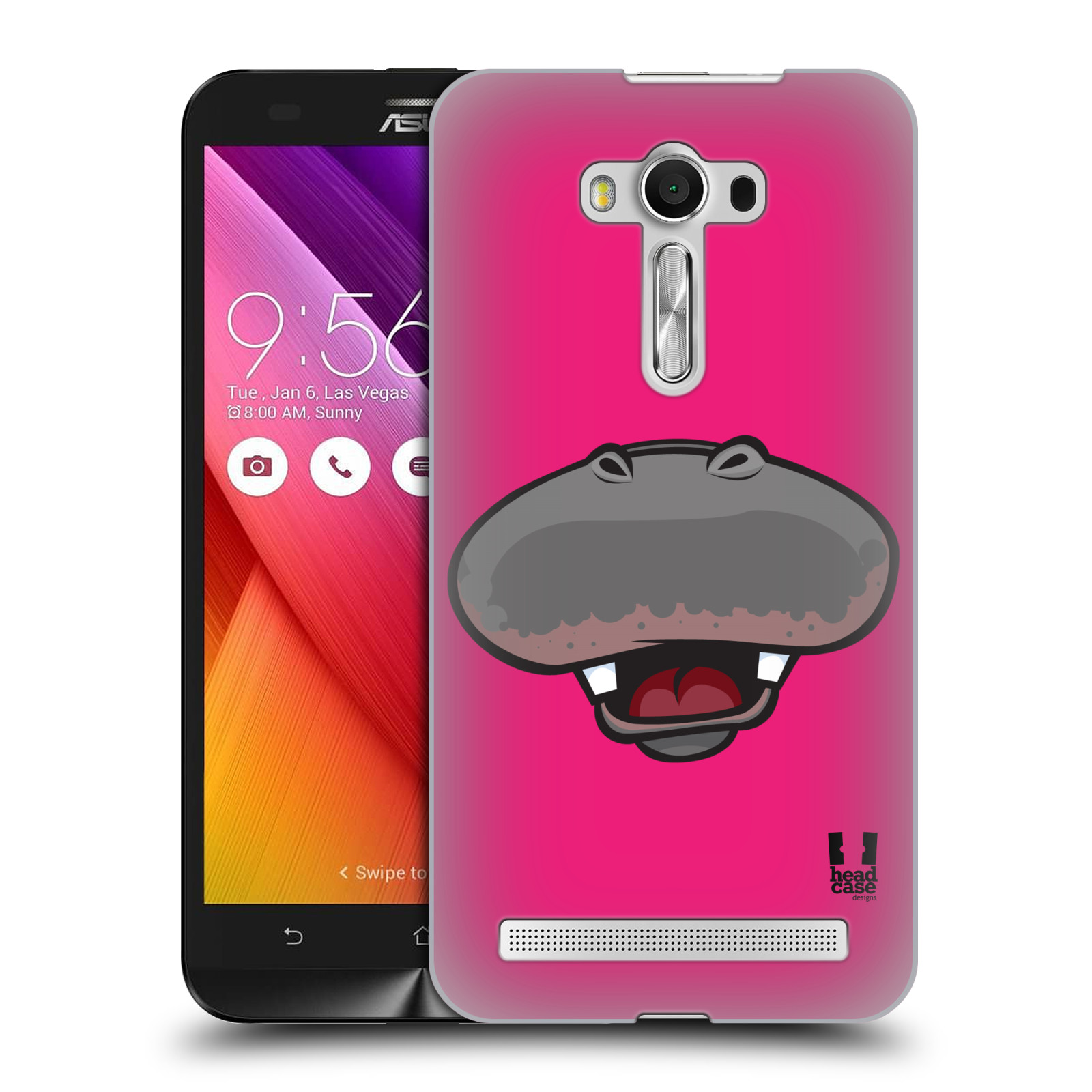 HEAD CASE plastový obal na mobil Asus Zenfone 2 LASER (5,5 displej ZE550KL) vzor Zvířecí úsměv hroch růžová