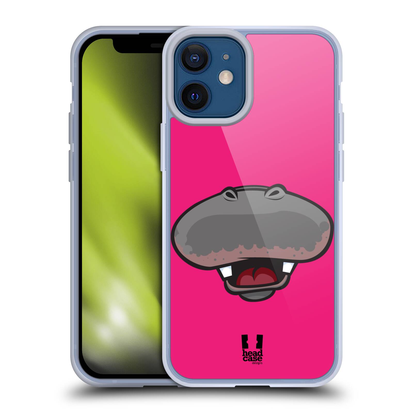 Plastový obal na mobil Apple Iphone 12 MINI vzor Zvířecí úsměv hroch růžová