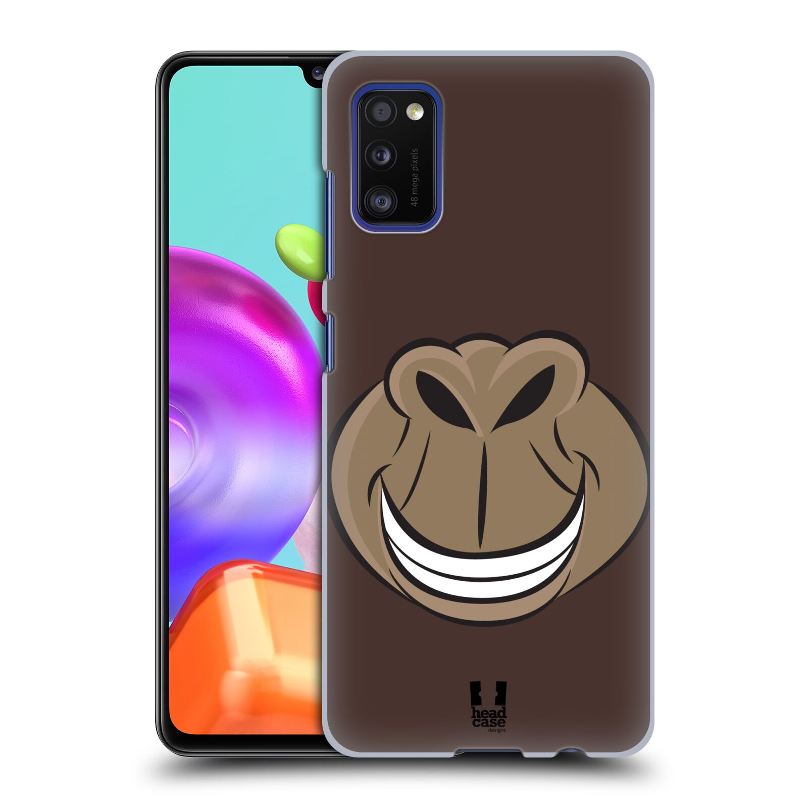 Zadní kryt na mobil Samsung Galaxy A41 vzor Zvířecí úsměv opice hnědá