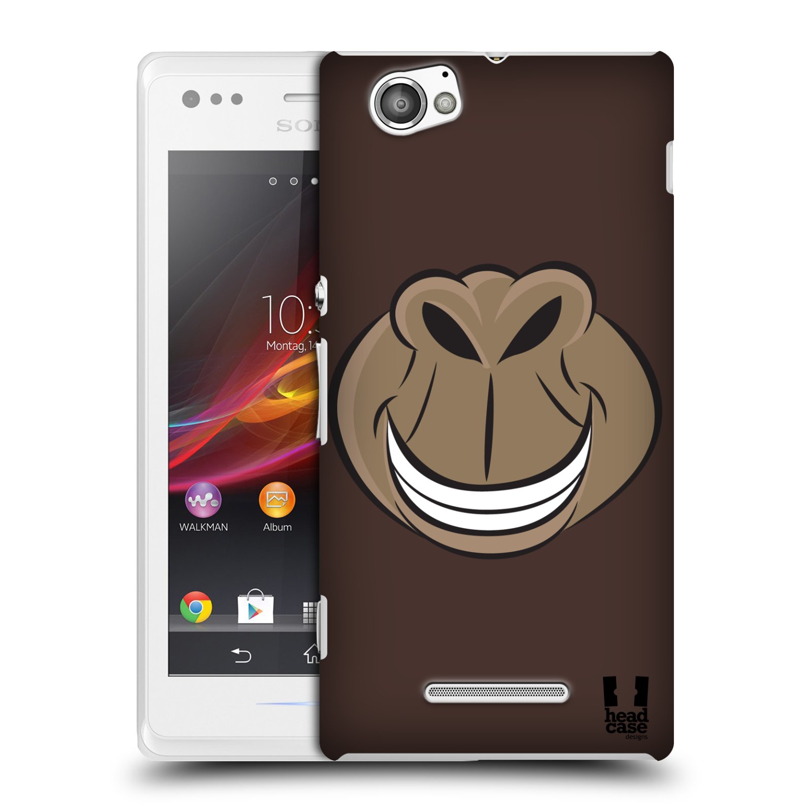 HEAD CASE plastový obal na mobil Sony Xperia M vzor Zvířecí úsměv opice hnědá