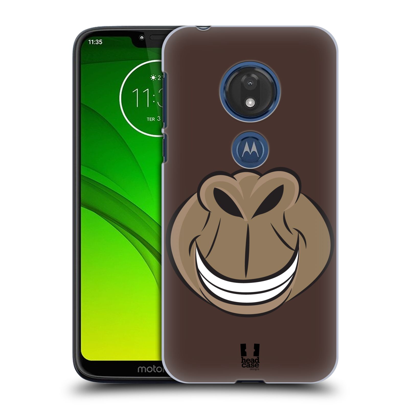 Pouzdro na mobil Motorola Moto G7 Play vzor Zvířecí úsměv opice hnědá