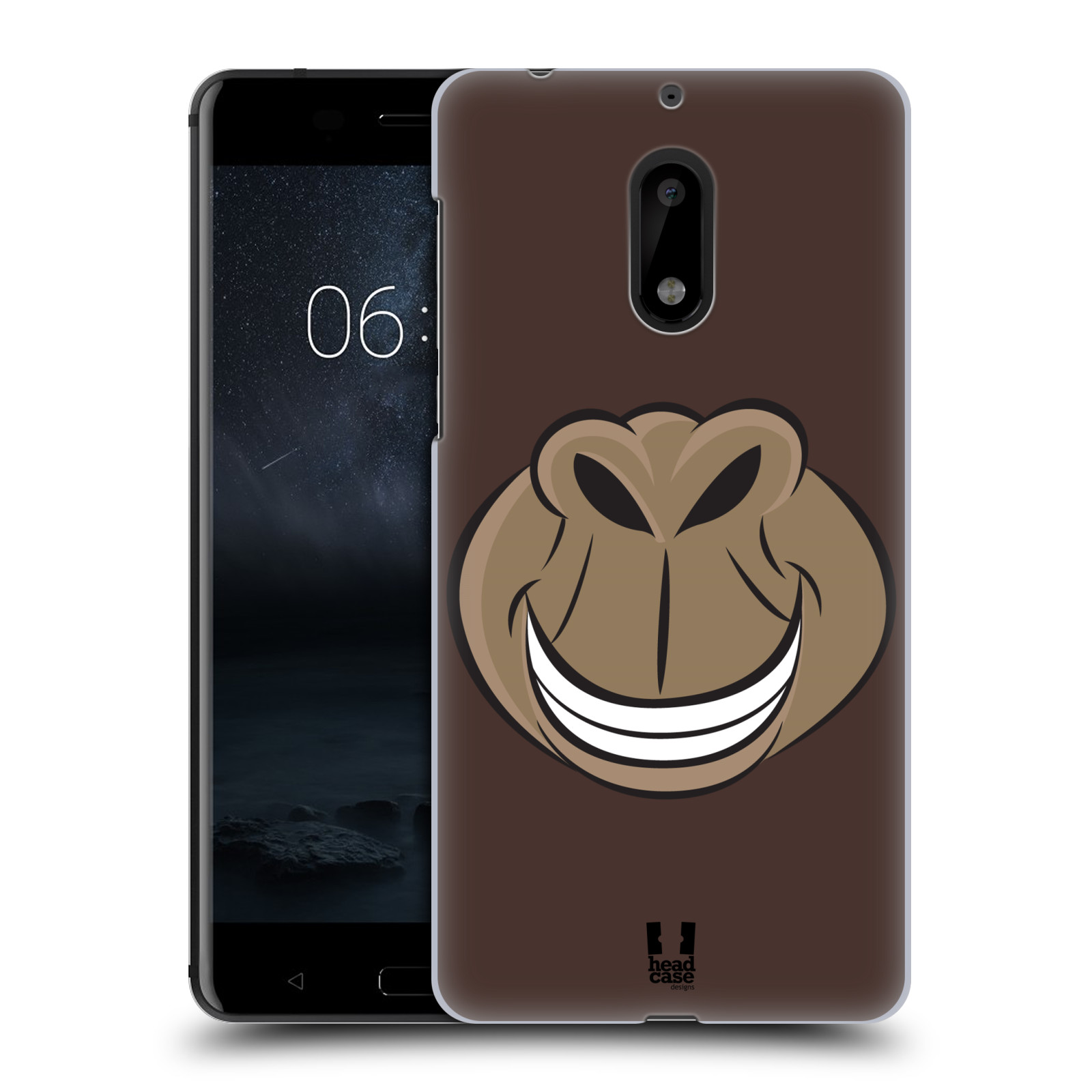 HEAD CASE plastový obal na mobil Nokia 6 vzor Zvířecí úsměv opice hnědá